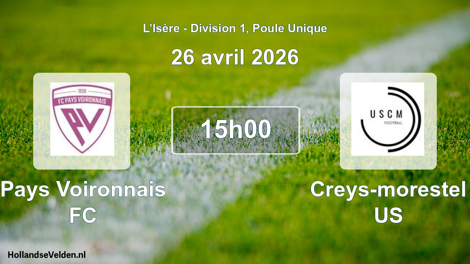 Scheduled Match: Pays Voironnais FC - Creys-morestel US (26 April 2026)