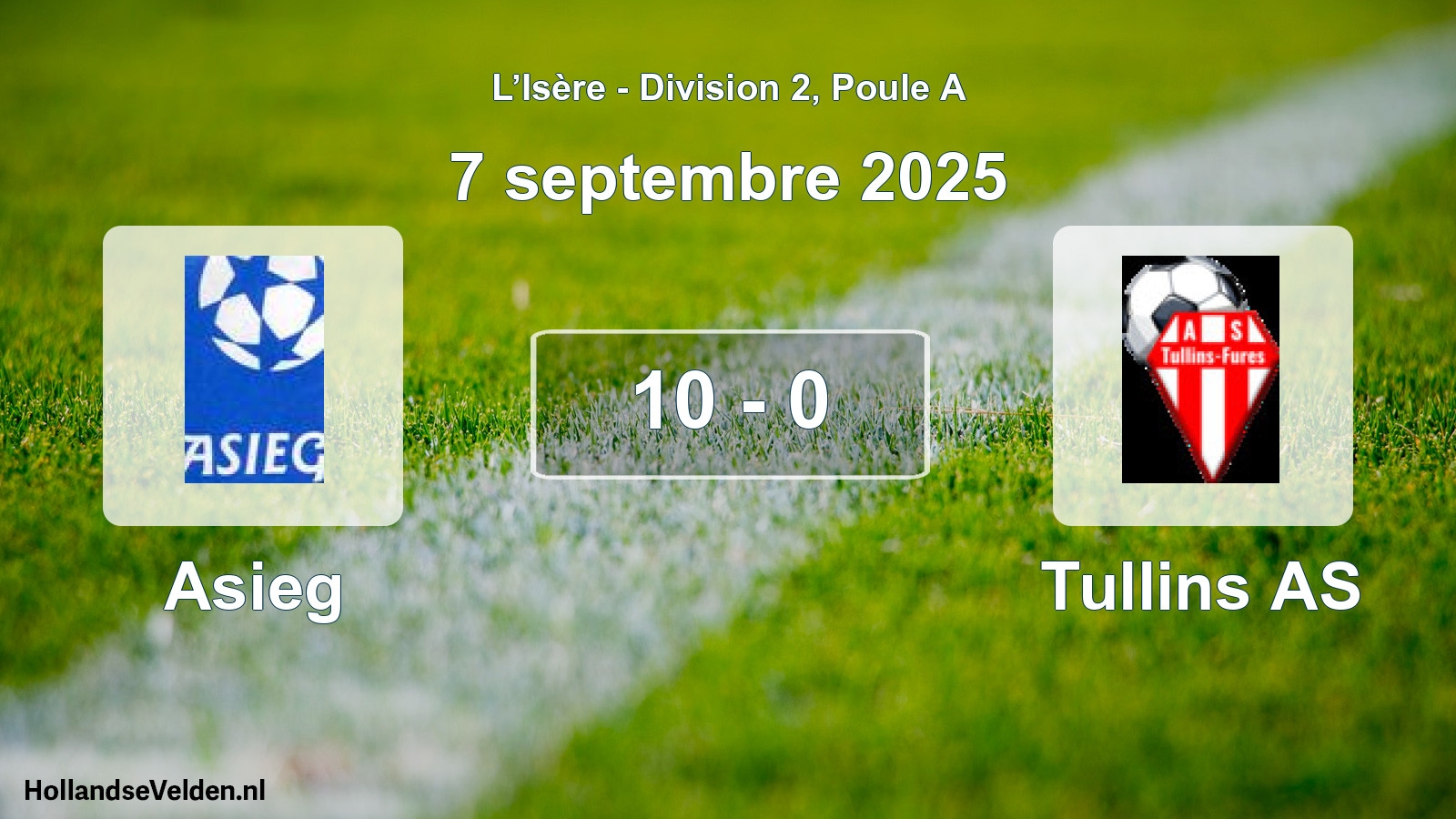 Gespeelde wedstrijd: Asieg - Tullins AS 10 - 0 (7 september 2025)