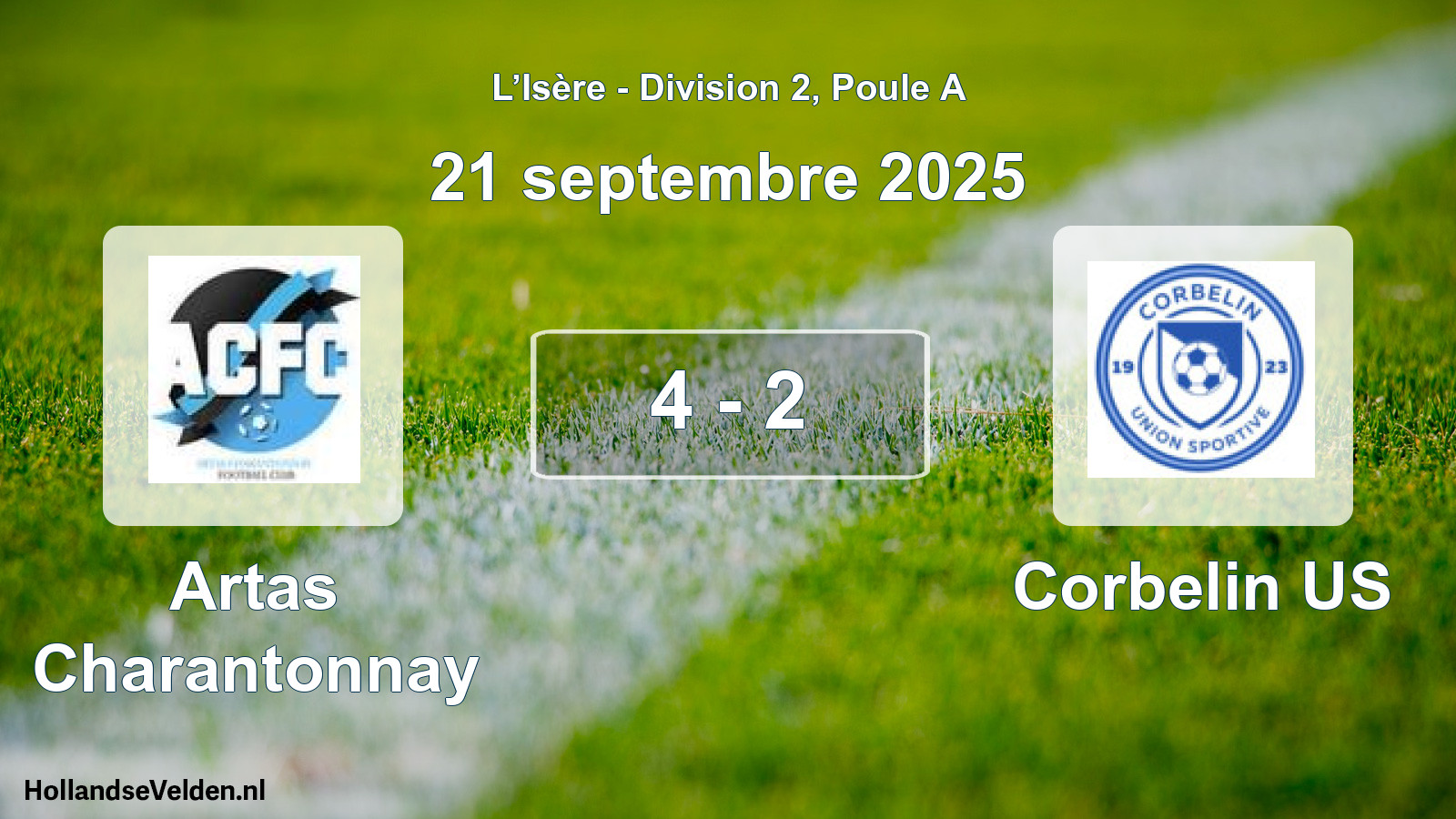 Match joué: Artas Charantonnay - Corbelin US 4 - 2 (21 septembre 2025)