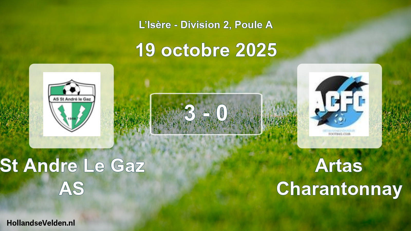 Match joué: St Andre Le Gaz AS - Artas Charantonnay 3 - 0 (19 octobre 2025)
