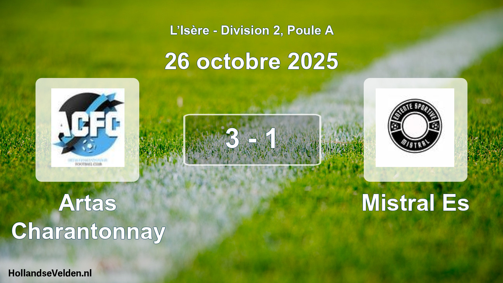 Gespeelde wedstrijd: Artas Charantonnay - Mistral Es 3 - 1 (26 oktober 2025)