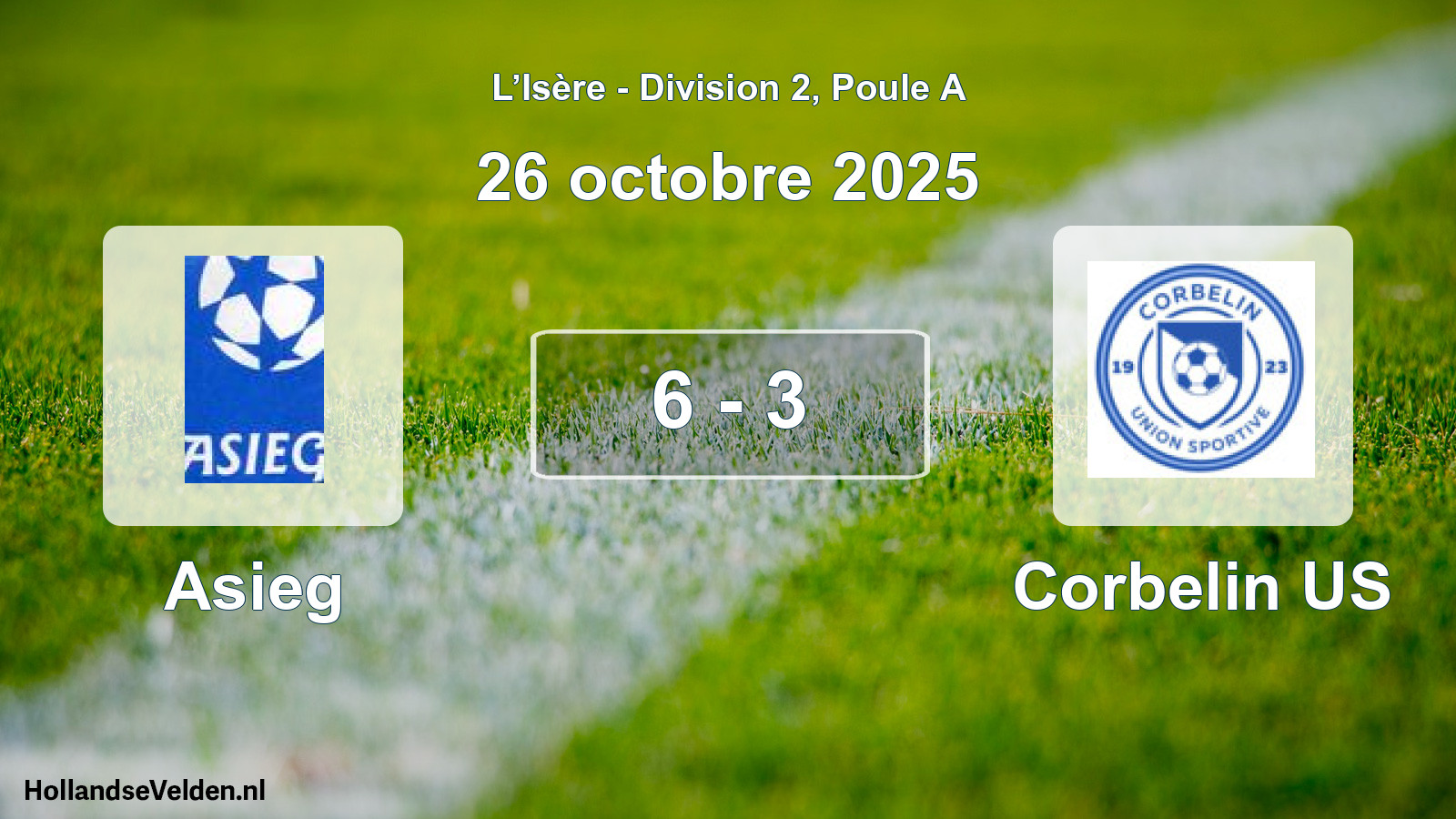 Match joué: Asieg - Corbelin US 6 - 3 (26 octobre 2025)