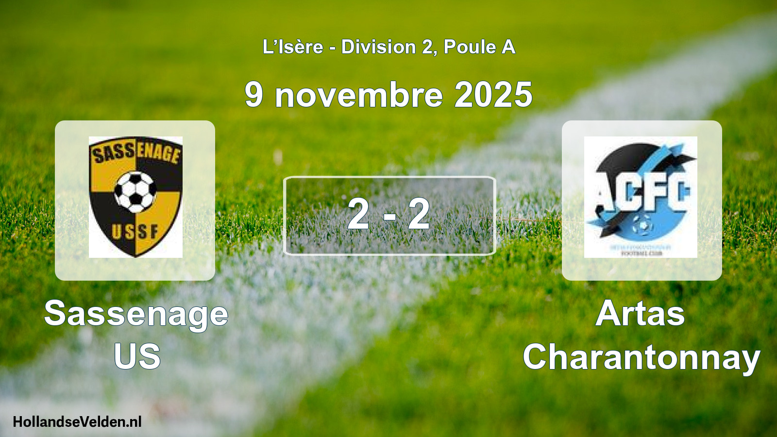 Gespeelde wedstrijd: Sassenage US - Artas Charantonnay 2 - 2 (9 november 2025)