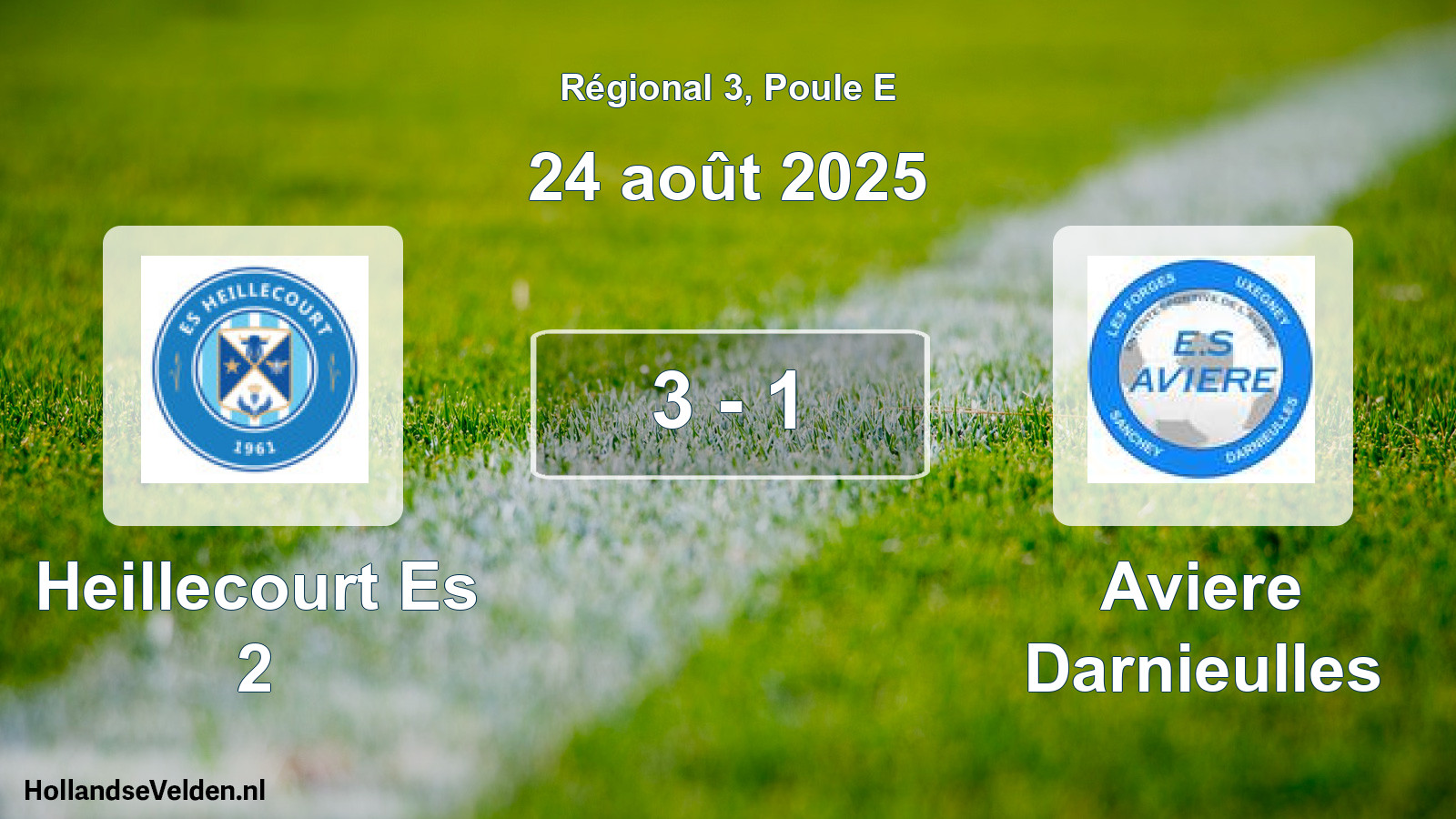 Gespeelde wedstrijd: Heillecourt Es 2 - Aviere Darnieulles 3 - 1 (24 août 2025)
