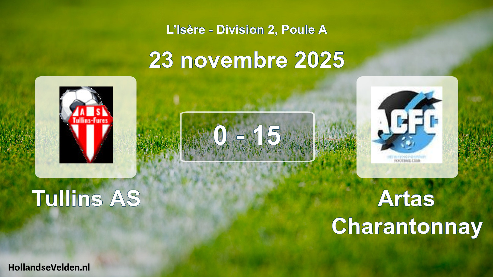 Gespeelde wedstrijd: Tullins AS - Artas Charantonnay 0 - 15 (23 november 2025)