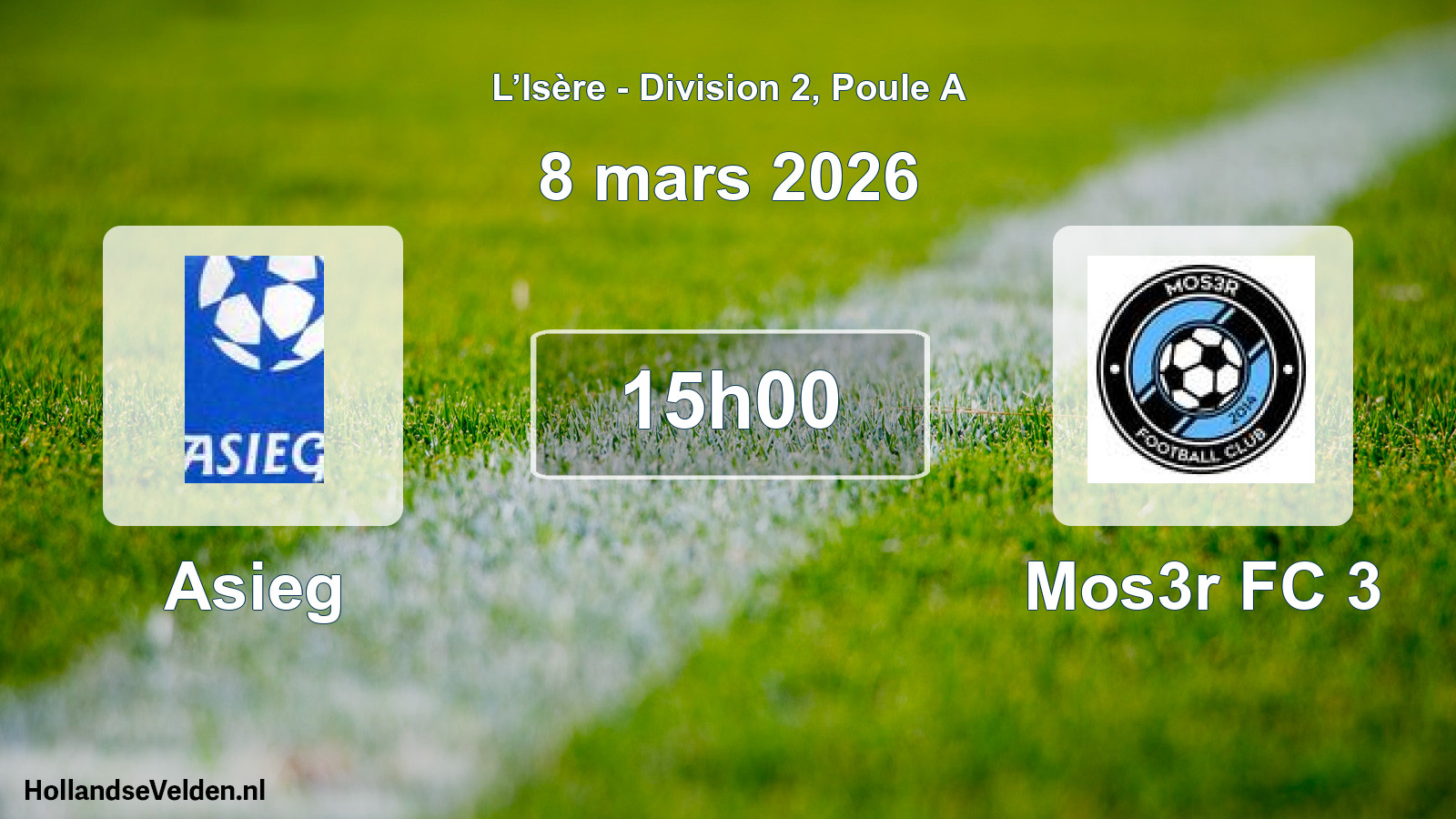 Geplande wedstrijd: Asieg - Mos3r FC 3 (8 maart 2026)