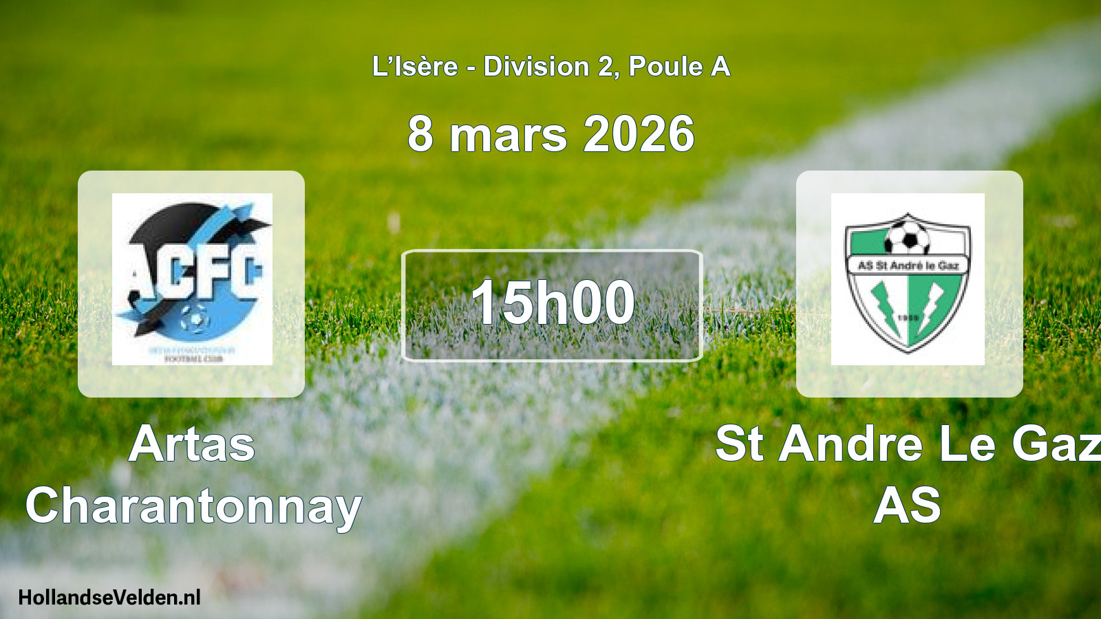 Match programmé: Artas Charantonnay - St Andre Le Gaz AS (8 mars 2026)