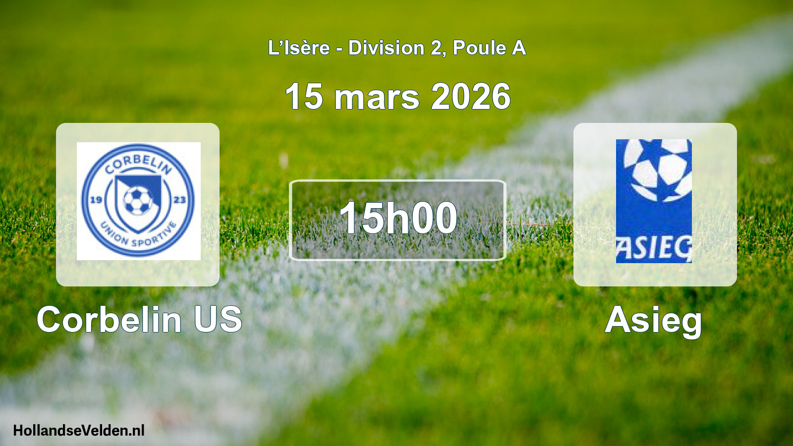 Match programmé: Corbelin US - Asieg (15 mars 2026)