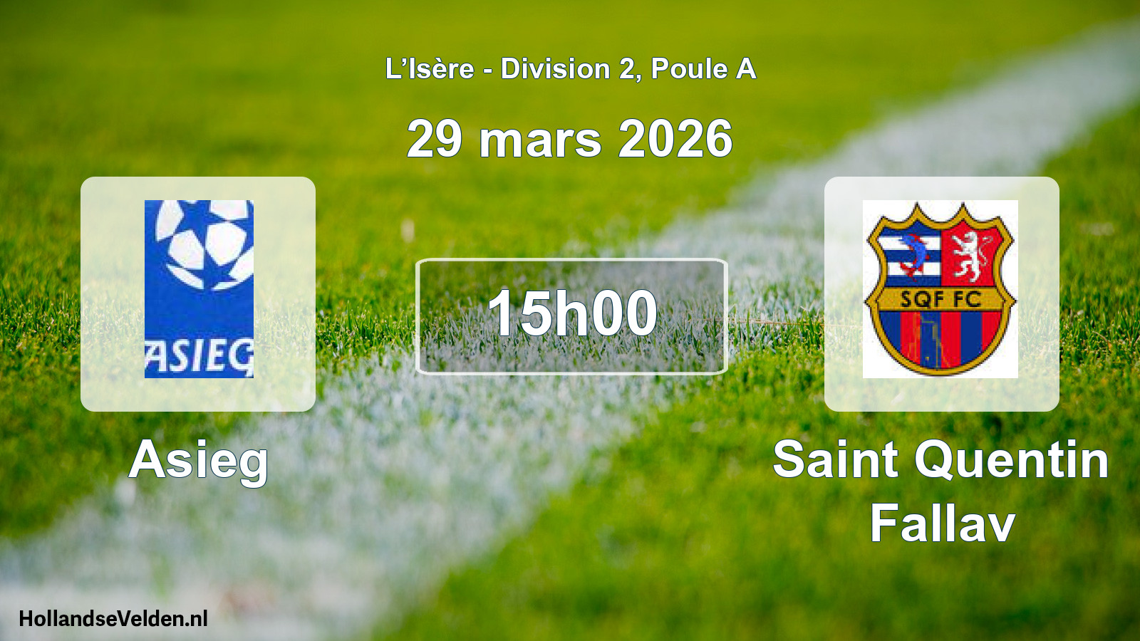 Geplande wedstrijd: Asieg - Saint Quentin Fallav (29 maart 2026)