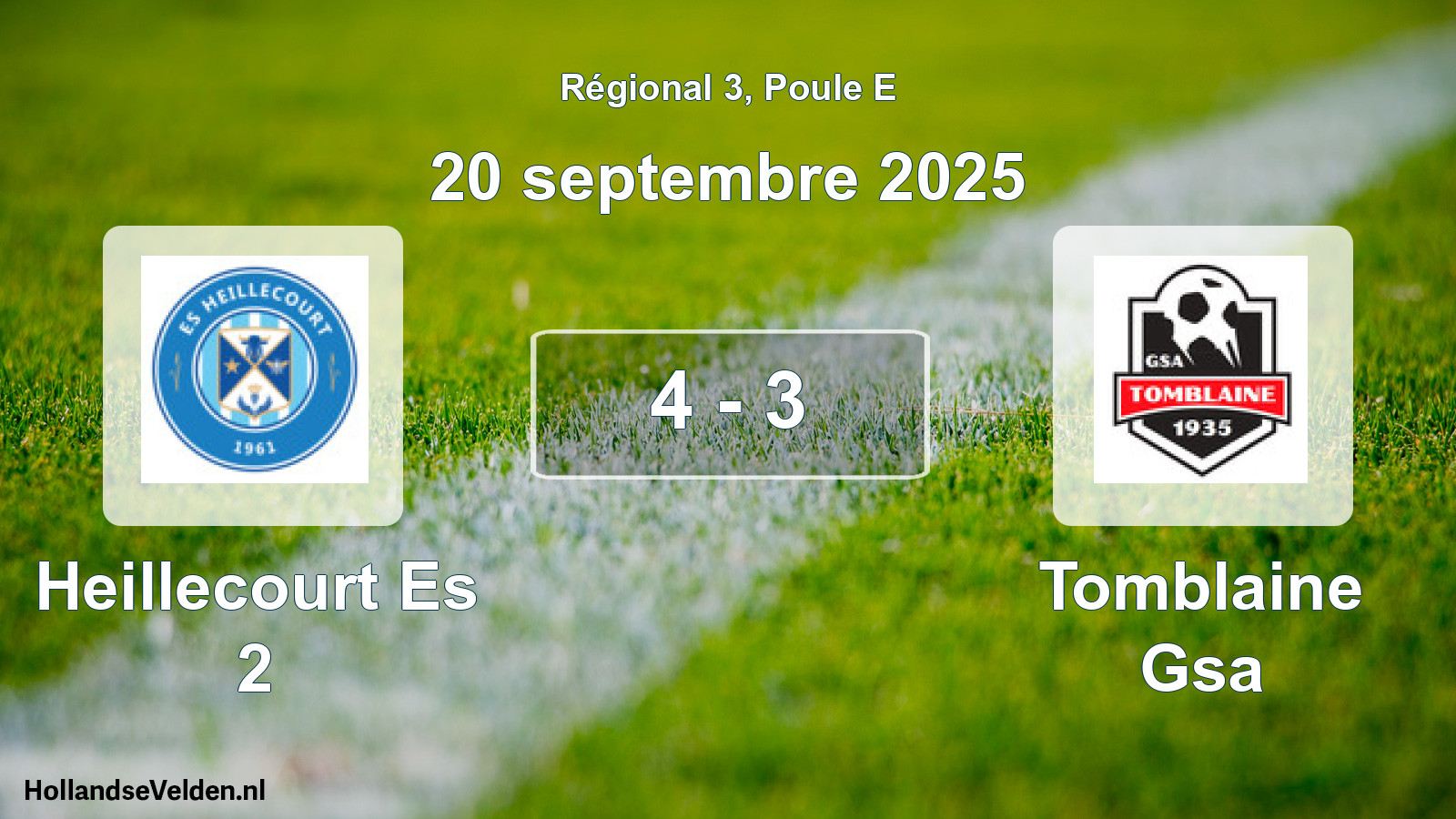 Gespeelde wedstrijd: Heillecourt Es 2 - Tomblaine Gsa 4 - 3 (20 septembre 2025)
