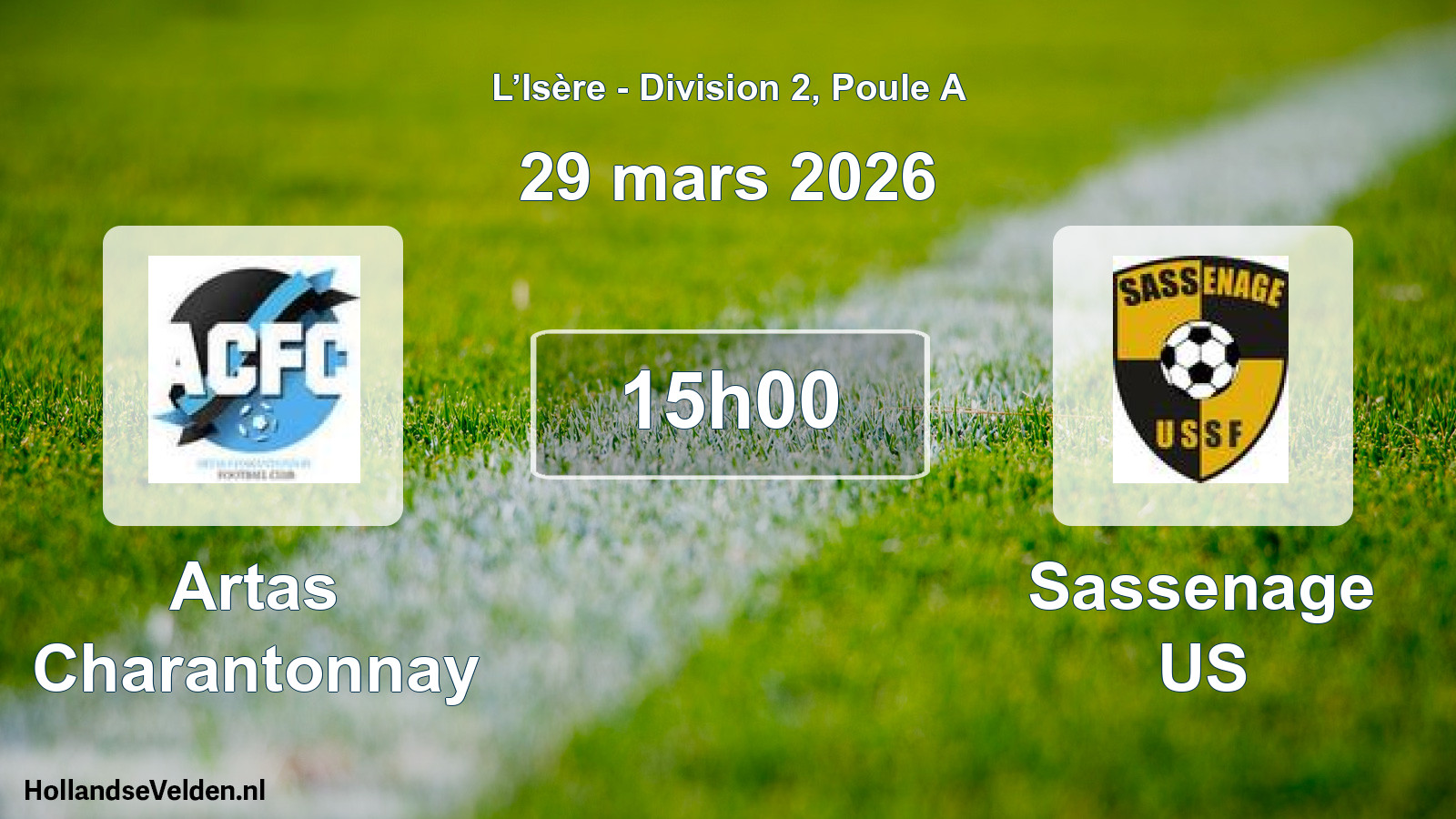 Geplande wedstrijd: Artas Charantonnay - Sassenage US (29 maart 2026)