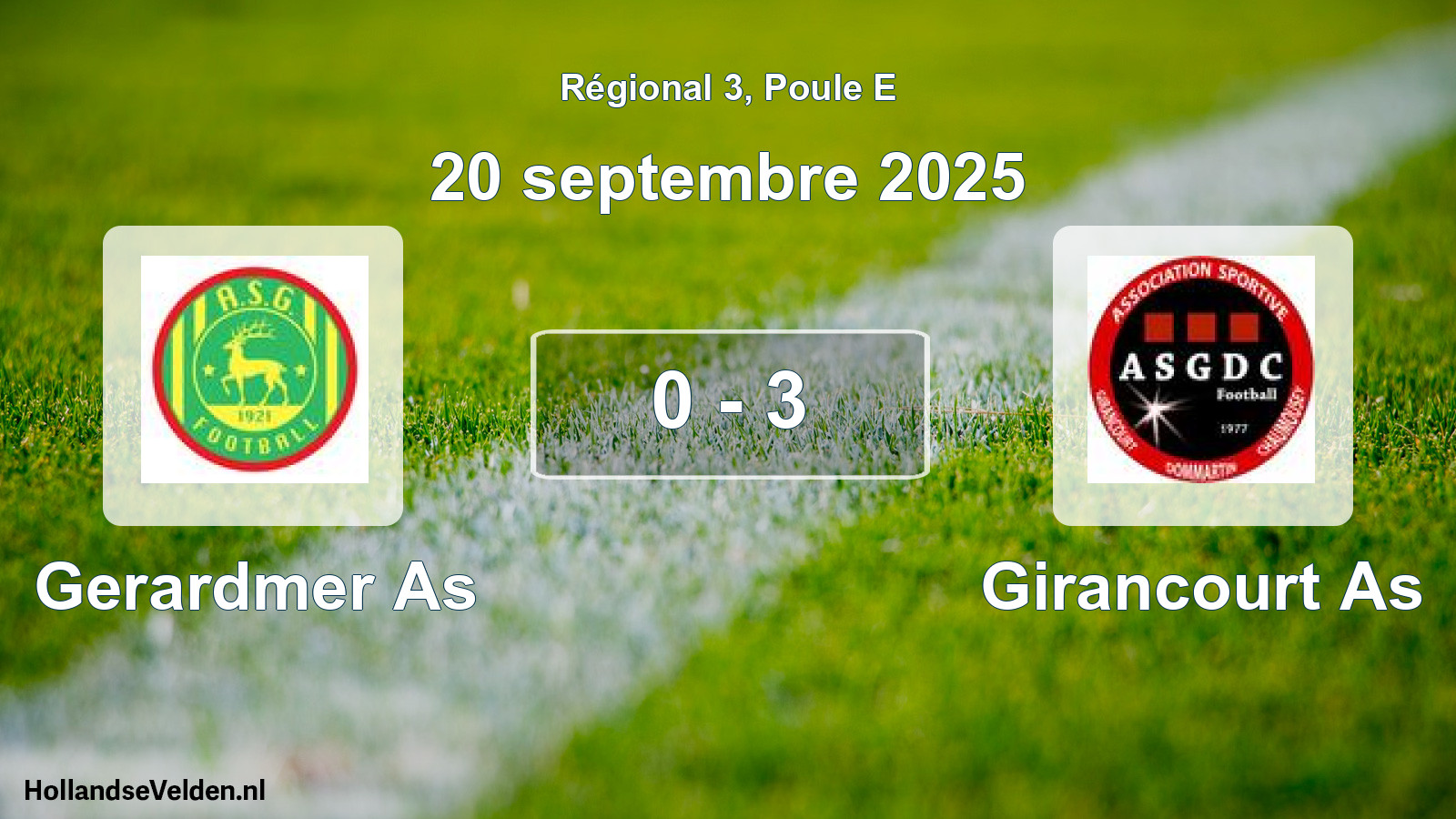 Total number of matches played: Gerardmer As - Girancourt As 0 - 3 (20 September 2025)
