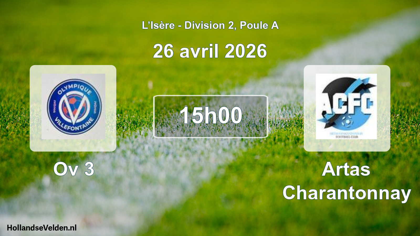 Geplande wedstrijd: Ov 3 - Artas Charantonnay (26 april 2026)