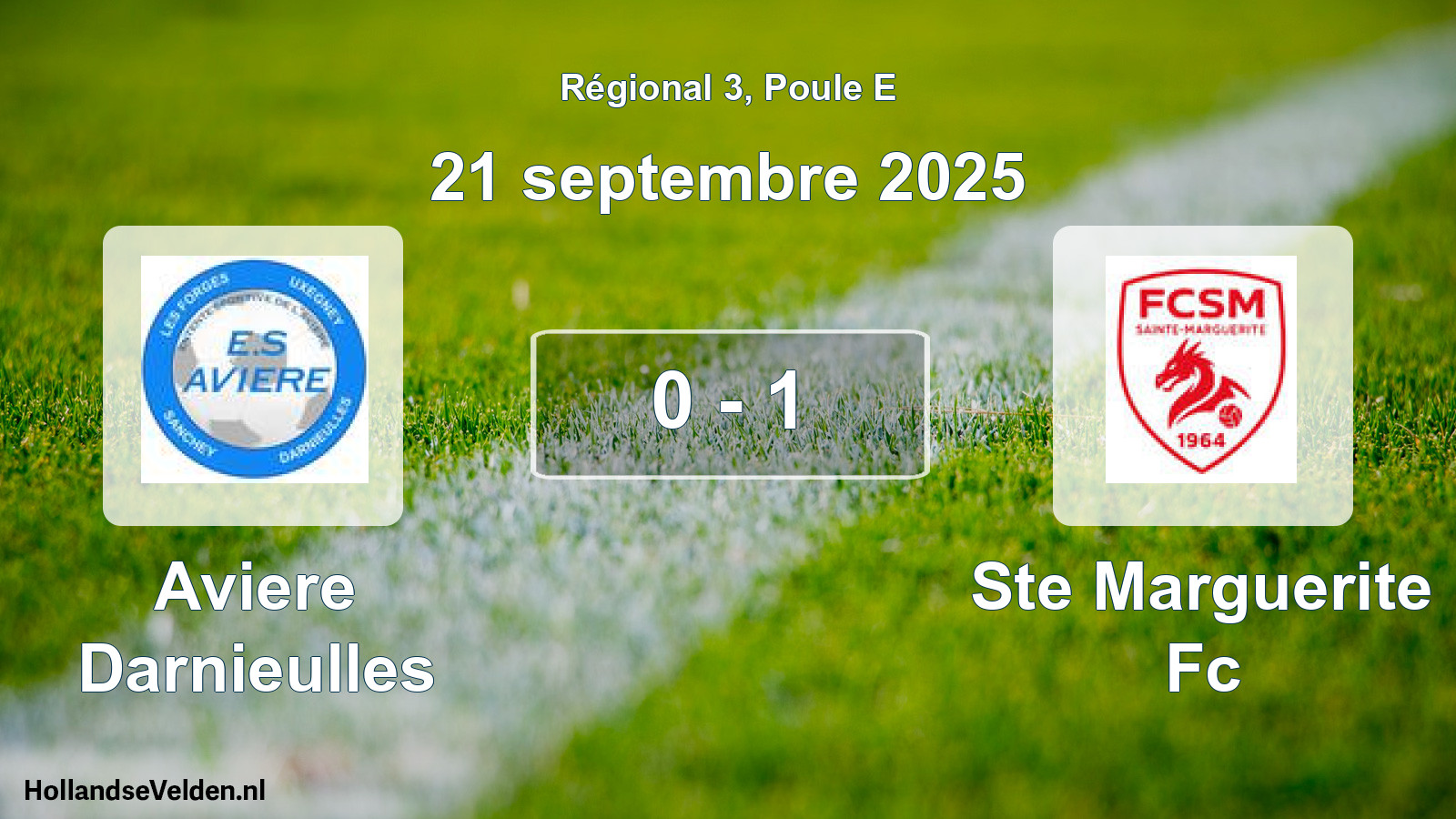 Total number of matches played: Aviere Darnieulles - Ste Marguerite Fc 0 - 1 (21 September 2025)