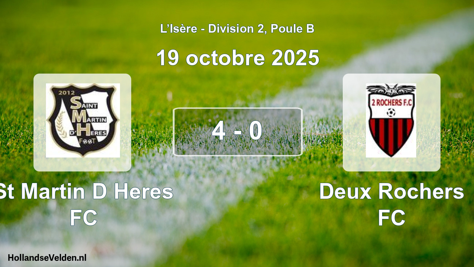Gespeelde wedstrijd: St Martin D Heres FC - Deux Rochers FC 4 - 0 (19 oktober 2025)