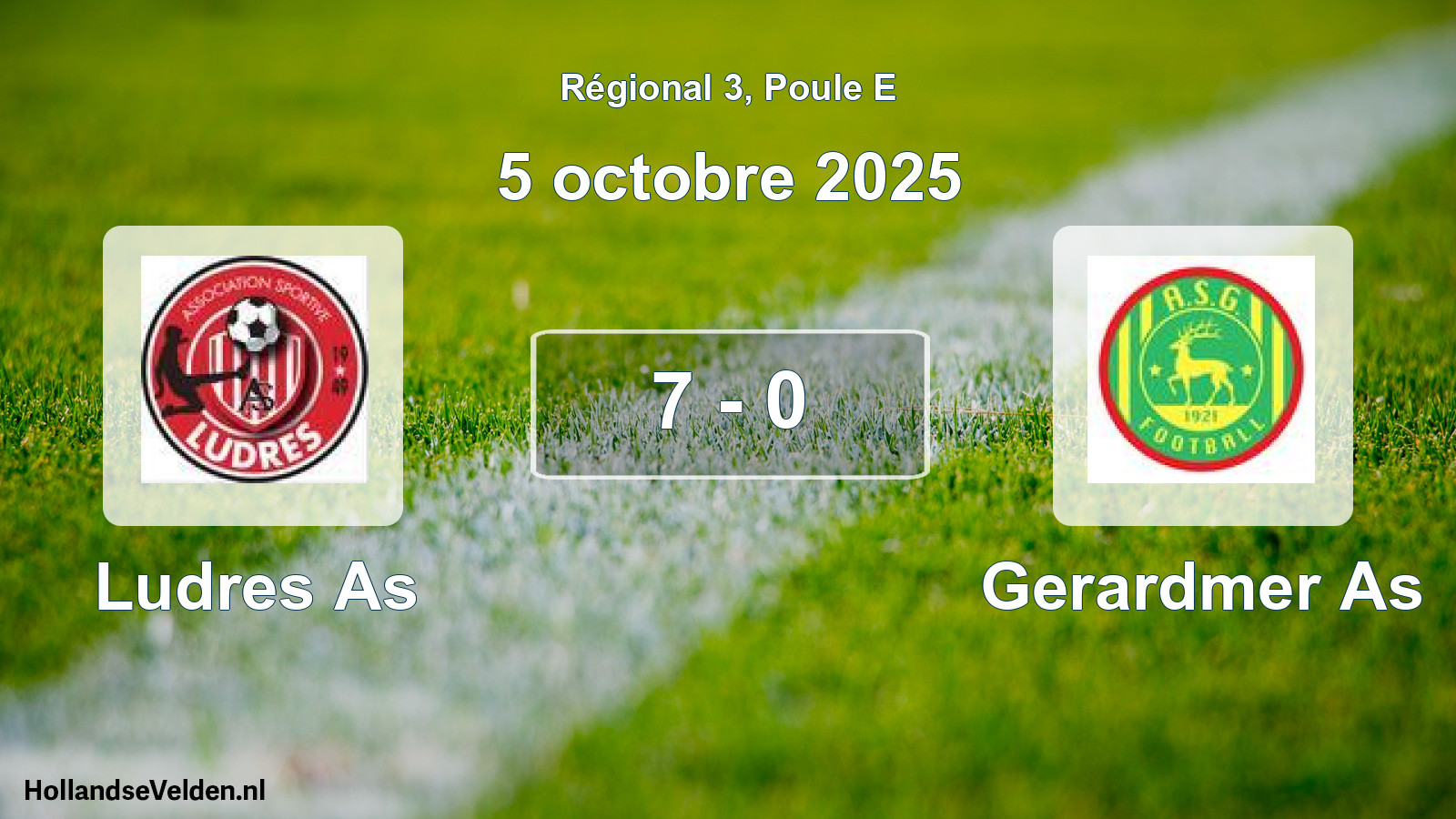 Total number of matches played: Ludres As - Gerardmer As 7 - 0 (5 October 2025)