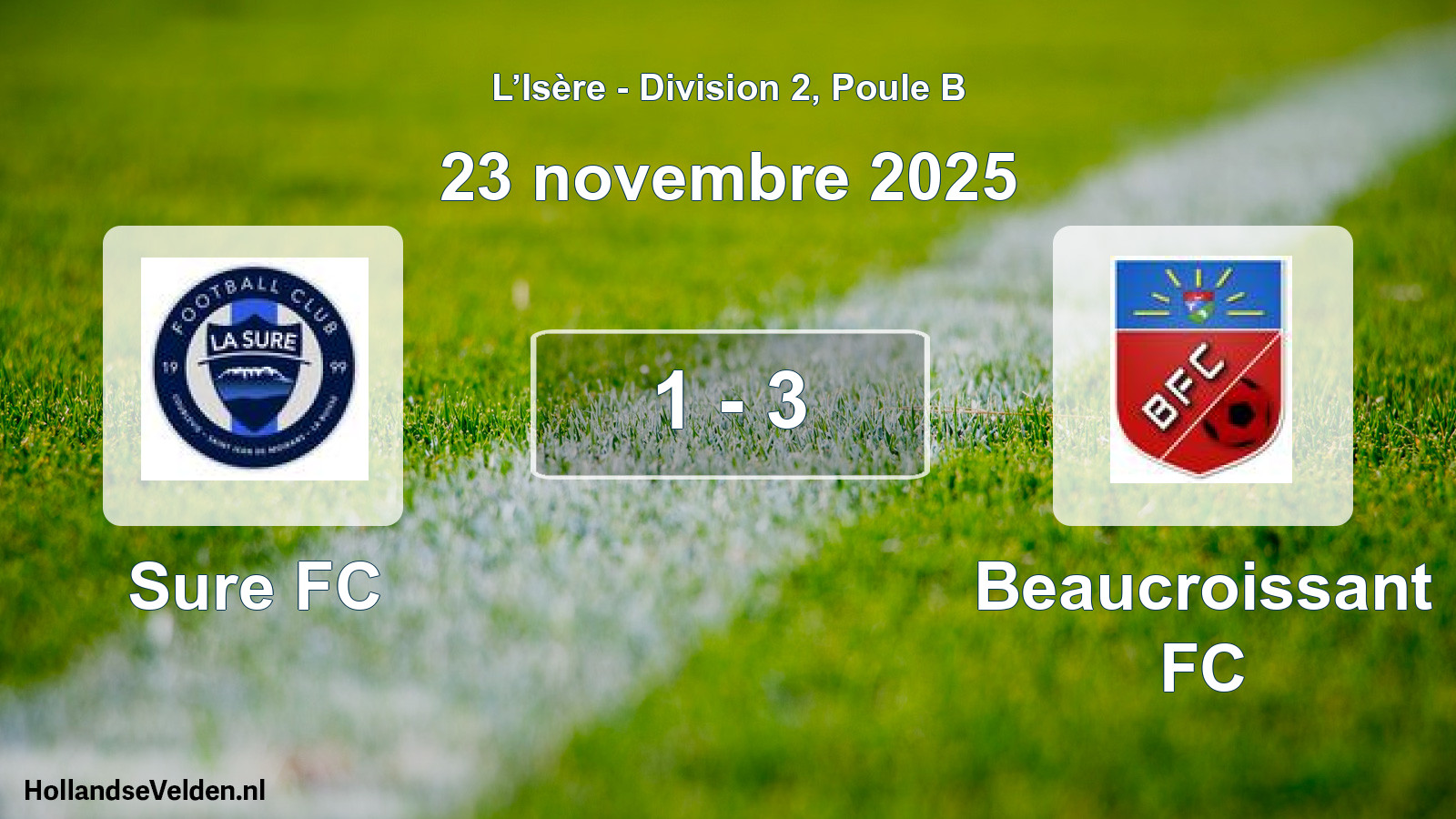 Gespeelde wedstrijd: Sure FC - Beaucroissant FC 1 - 3 (23 november 2025)