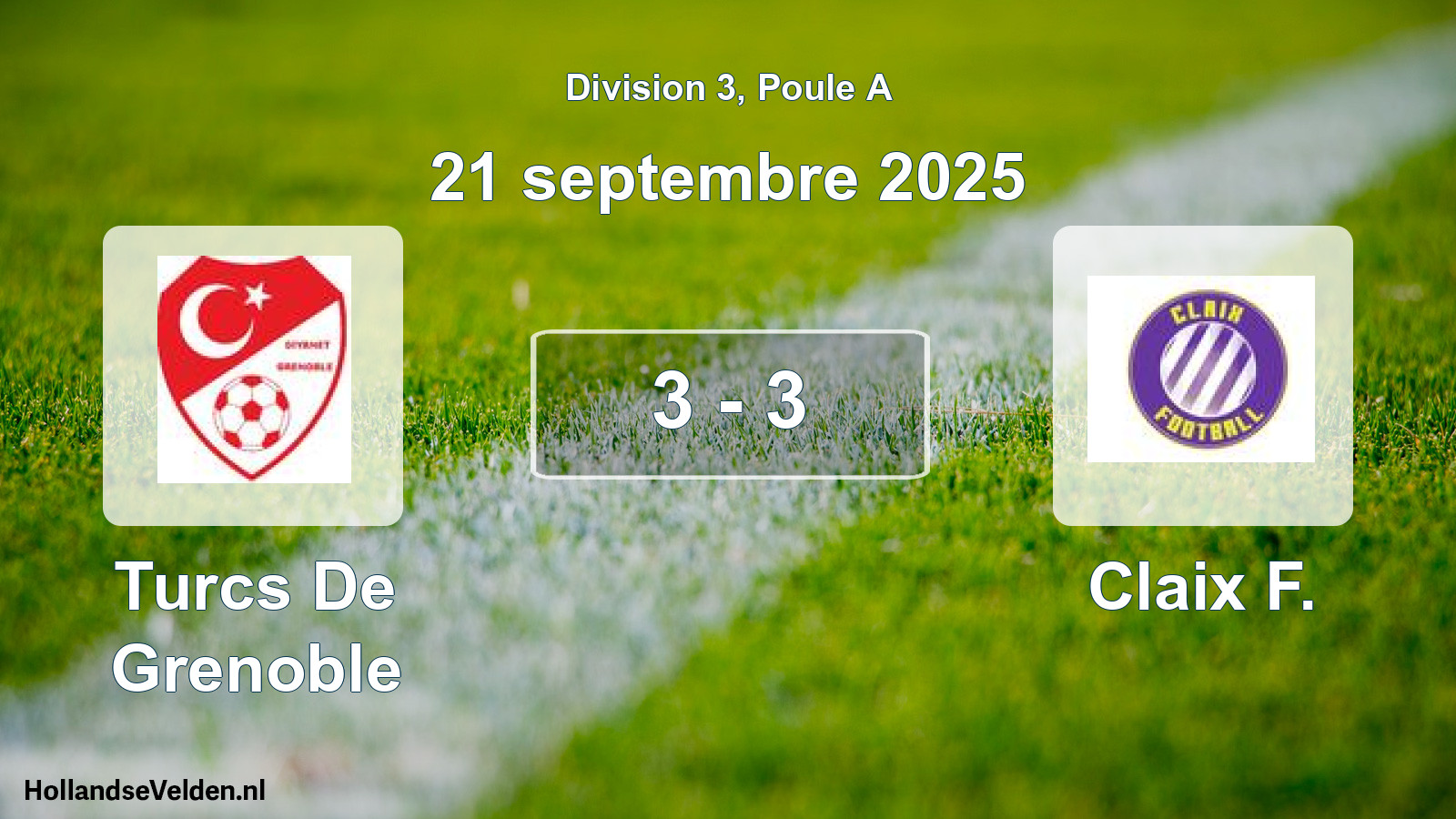 Gespeelde wedstrijd: Turcs De Grenoble - Claix F. 3 - 3 (21 september 2025)