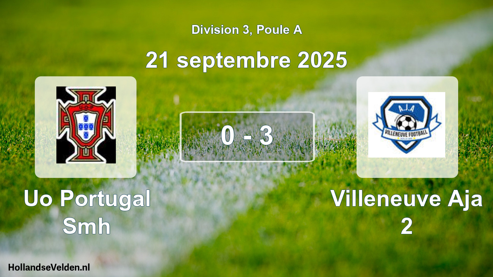 Match joué: Uo Portugal Smh - Villeneuve Aja 2 0 - 3 (21 septembre 2025)