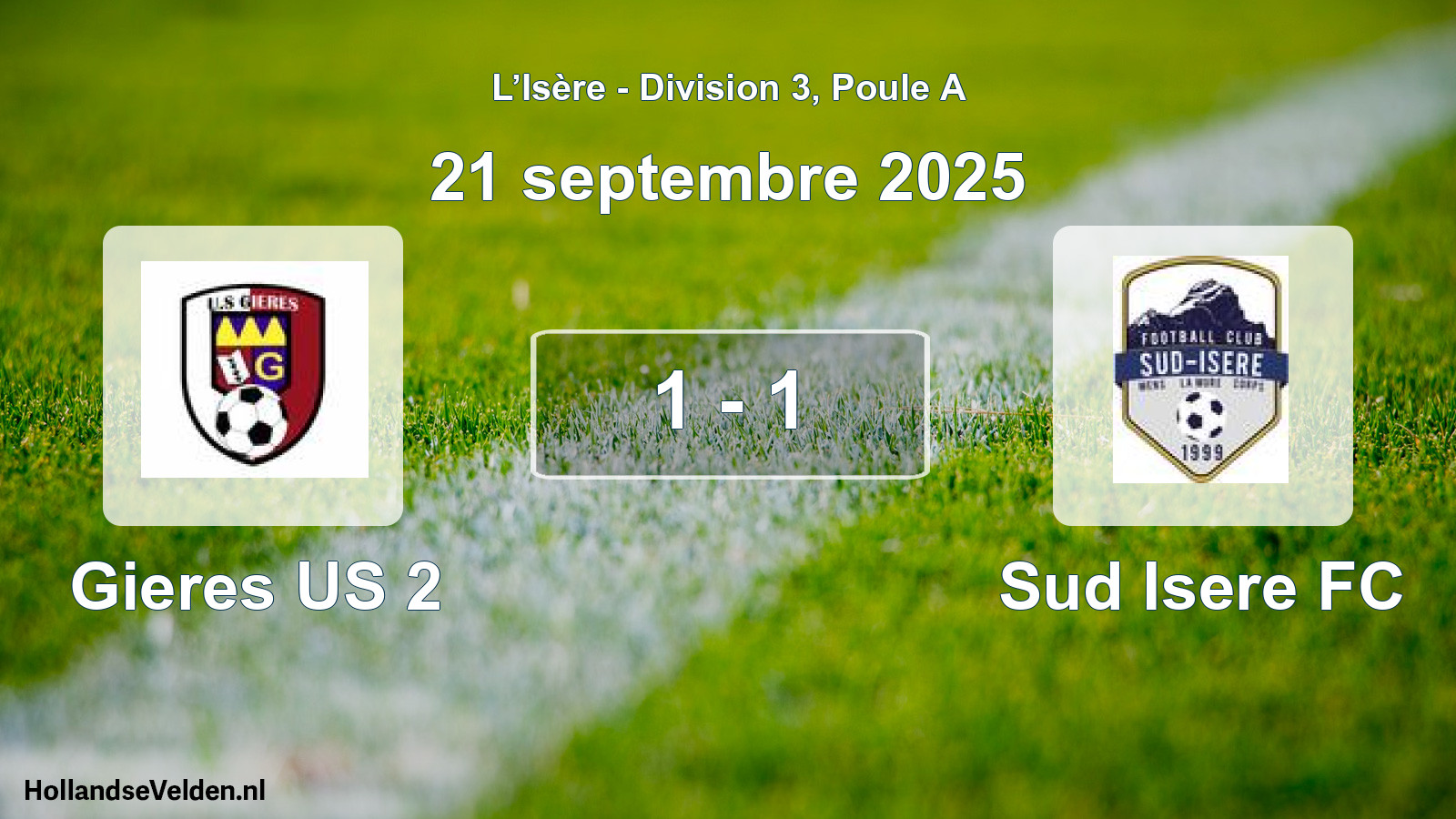 Gespeelde wedstrijd: Gieres US 2 - Sud Isere FC 1 - 1 (21 september 2025)