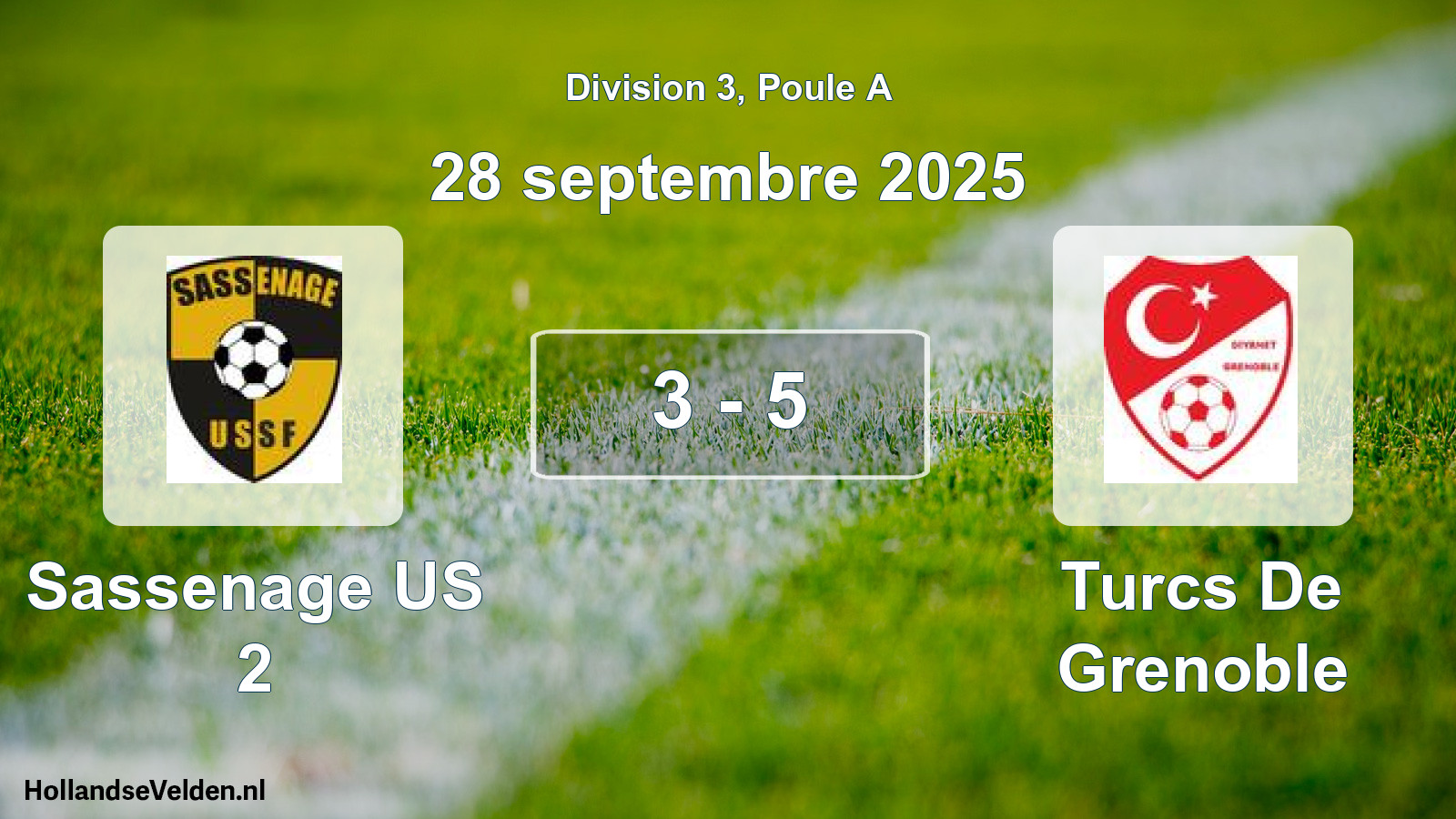 Gespeelde wedstrijd: Sassenage US 2 - Turcs De Grenoble 3 - 5 (28 september 2025)