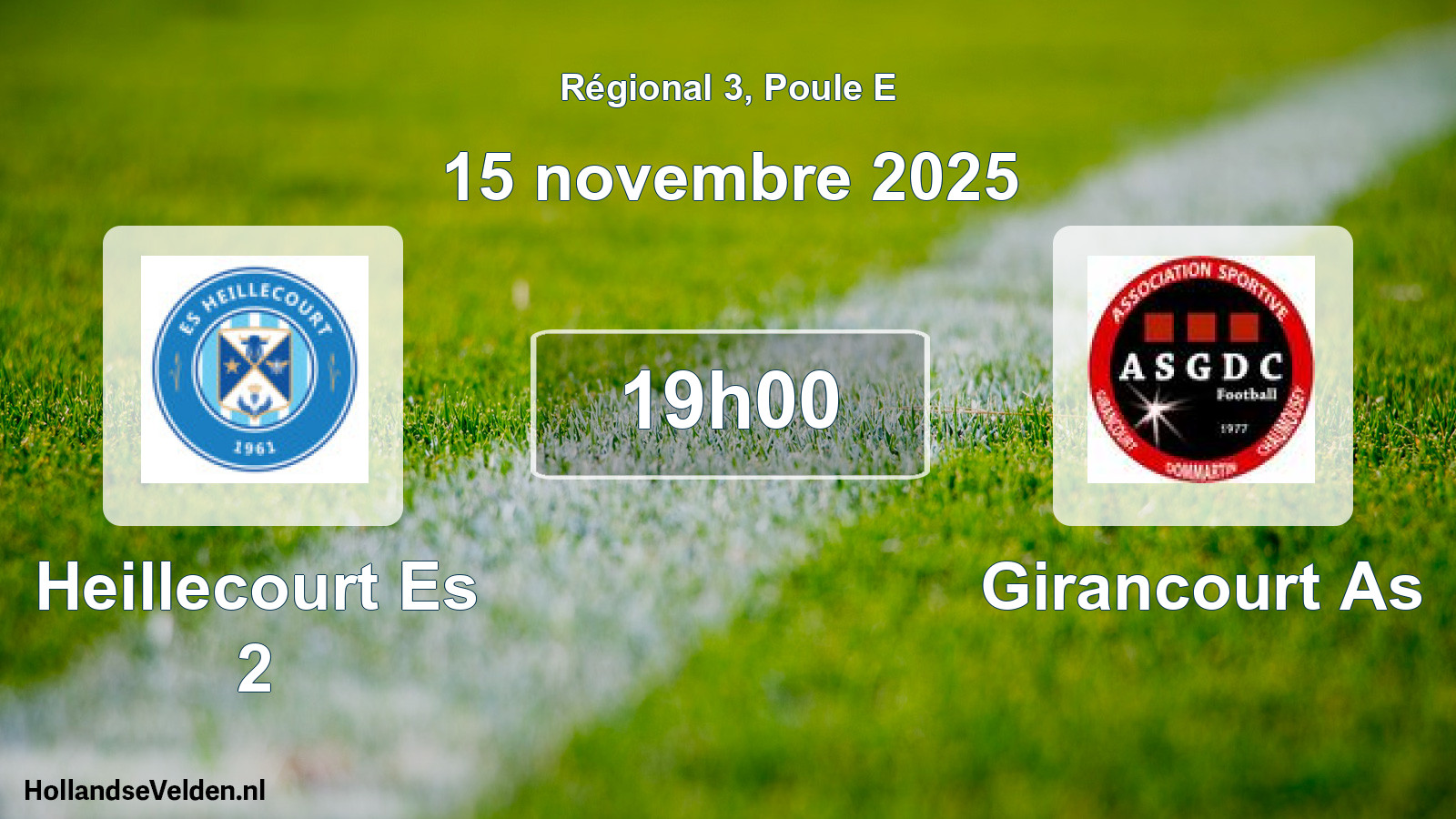 Geplande wedstrijd: Heillecourt Es 2 - Girancourt As (15 novembre 2025)