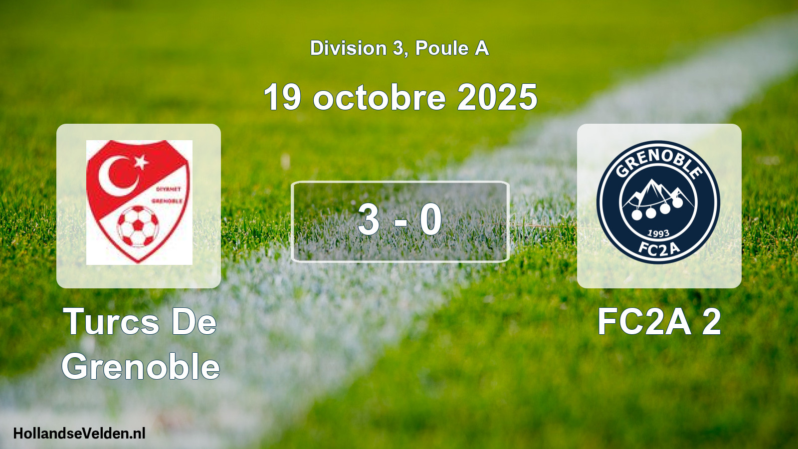 Gespeelde wedstrijd: Turcs De Grenoble - FC2A 2 3 - 0 (19 oktober 2025)