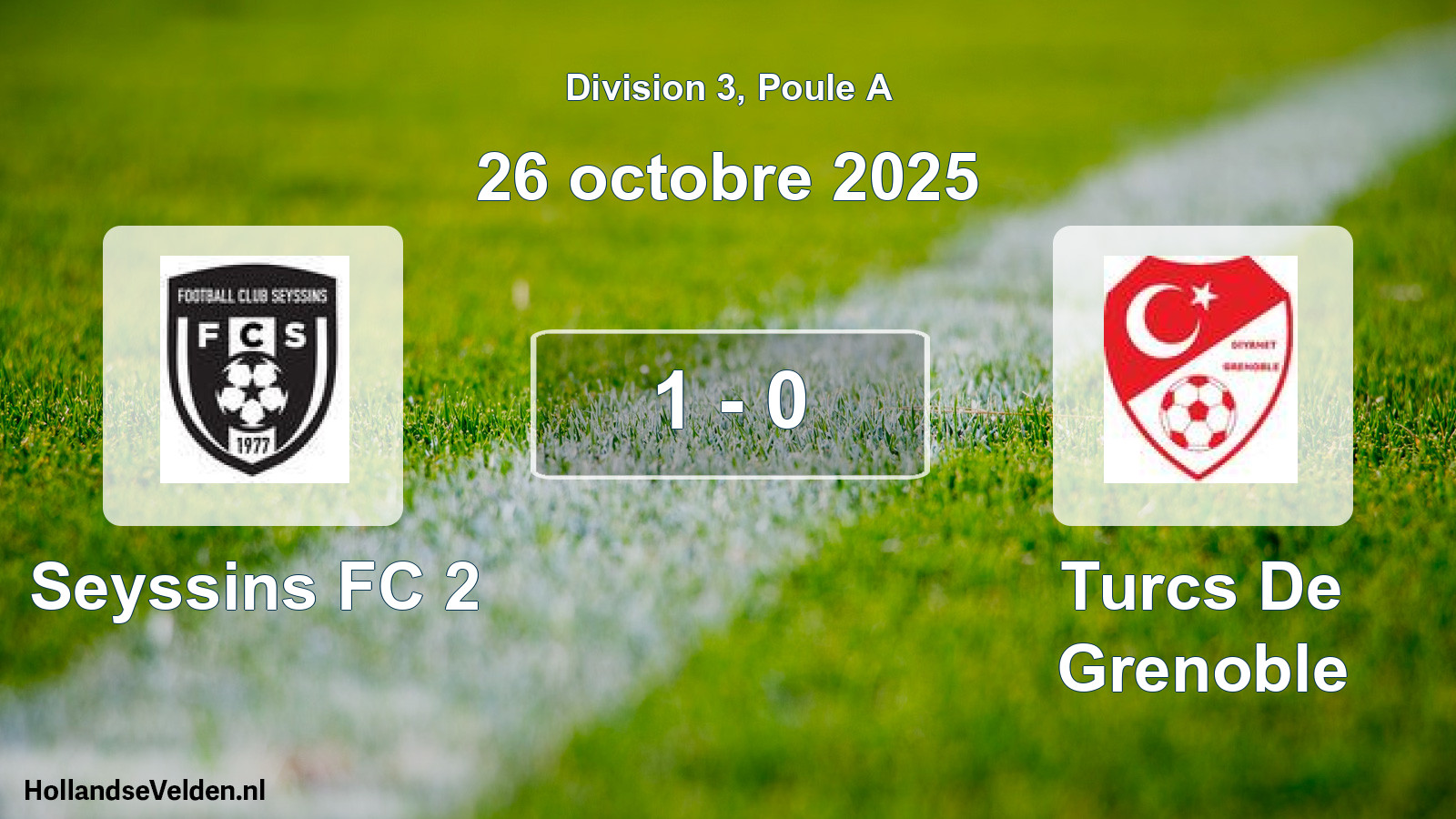 Gespeelde wedstrijd: Seyssins FC 2 - Turcs De Grenoble 1 - 0 (26 oktober 2025)