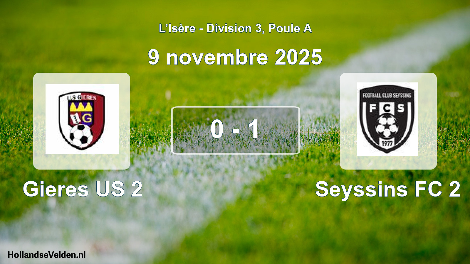 Gespeelde wedstrijd: Gieres US 2 - Seyssins FC 2 0 - 1 (9 november 2025)