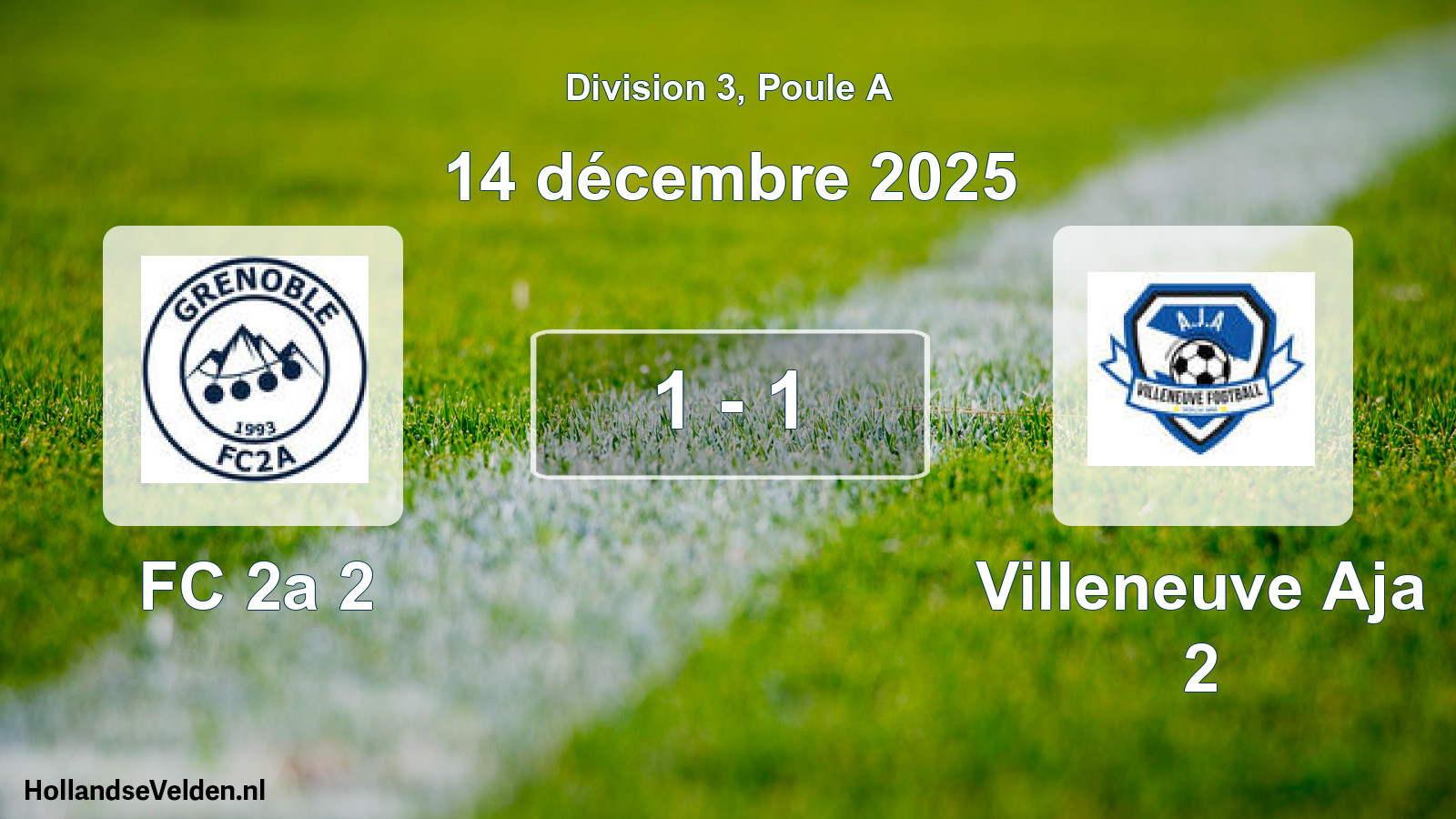 Match joué: FC 2a 2 - Villeneuve Aja 2 1 - 1 (14 décembre 2025)