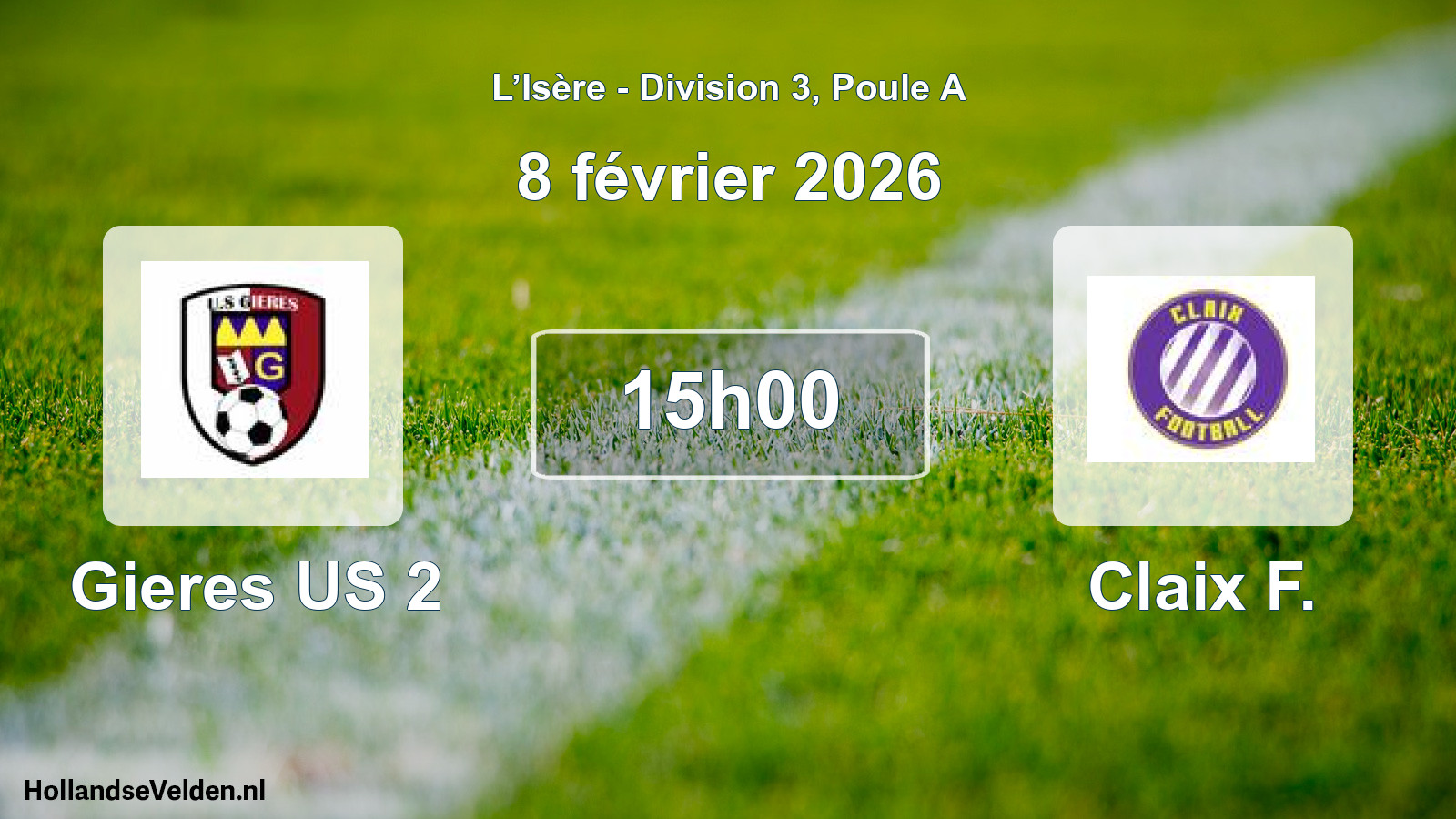 Match programmé: Gieres US 2 - Claix F. (8 février 2026)