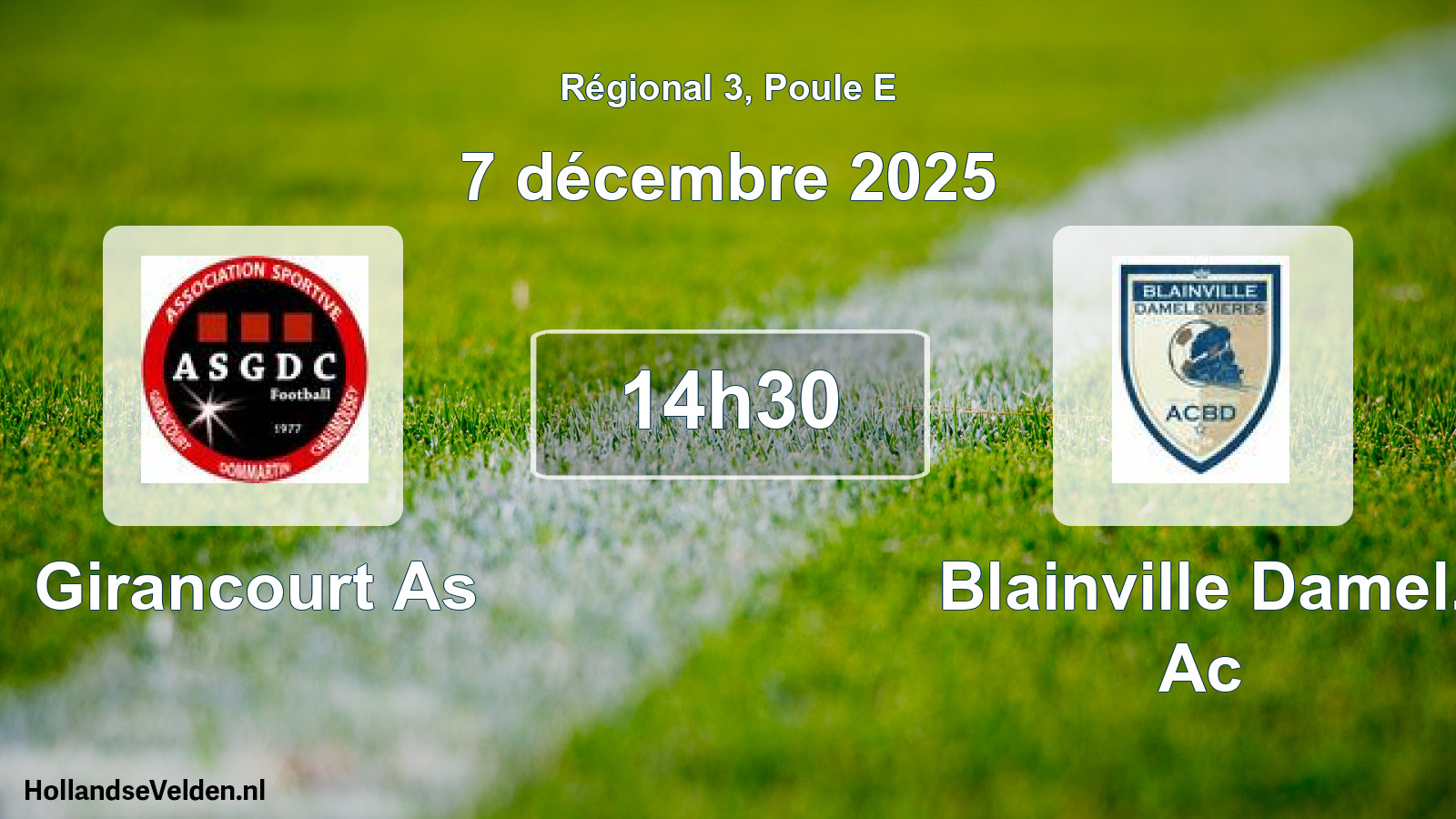 Scheduled Match: Girancourt As - Blainville Damel. Ac (7 December 2025)