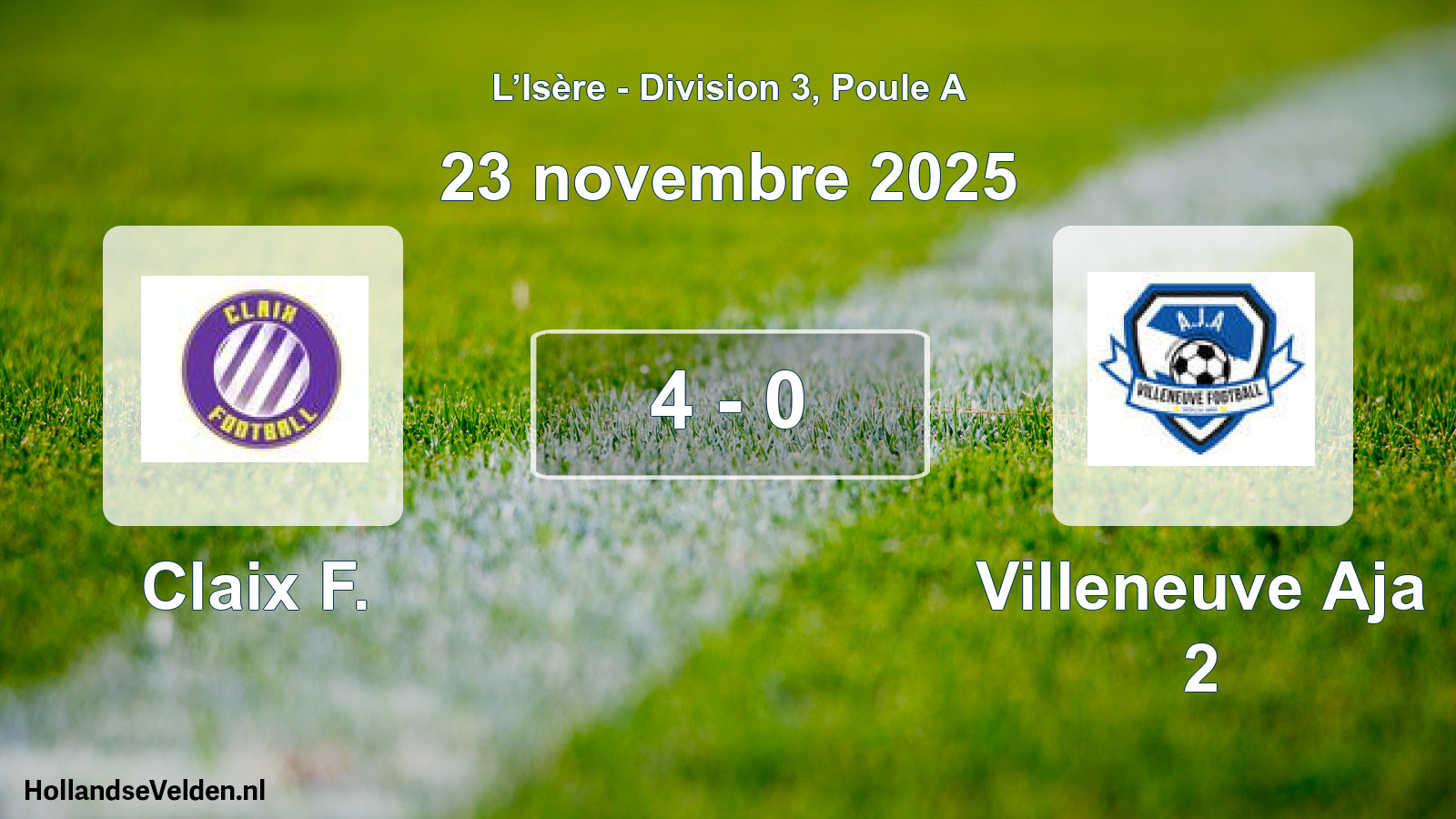 Match joué: Claix F. - Villeneuve Aja 2 4 - 0 (23 novembre 2025)