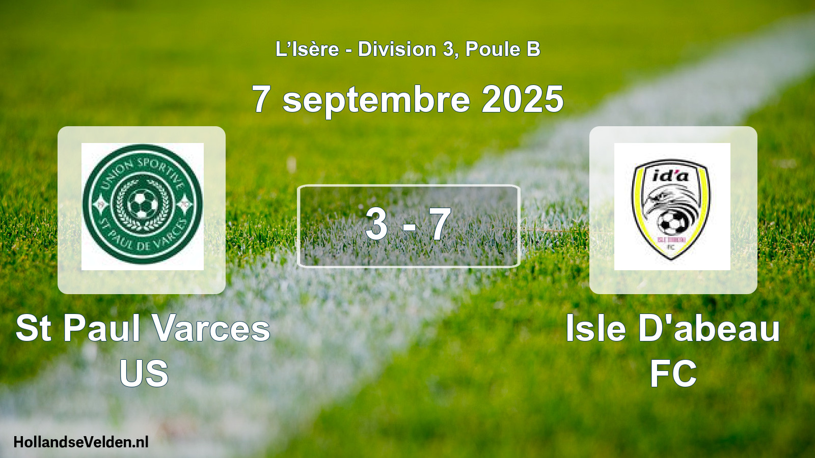 Gespeelde wedstrijd: St Paul Varces US - Isle D'abeau FC 3 - 7 (7 september 2025)