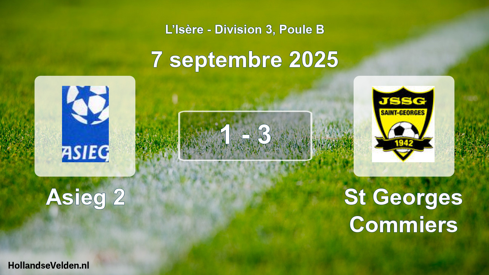 Match joué: Asieg 2 - St Georges Commiers 1 - 3 (7 septembre 2025)
