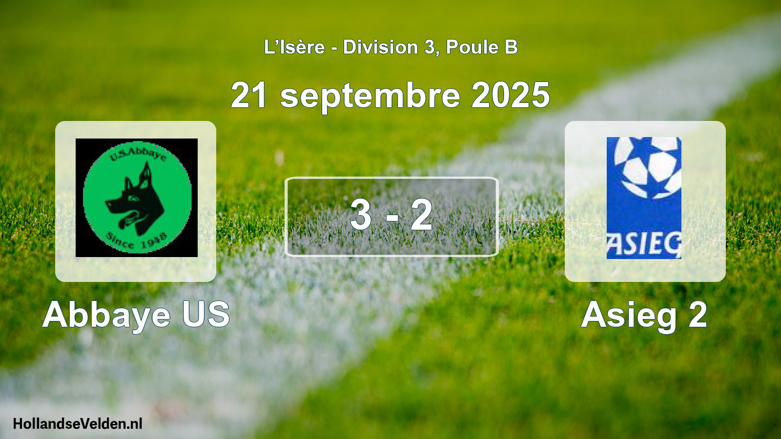Match joué: Abbaye US - Asieg 2 3 - 2 (21 septembre 2025)