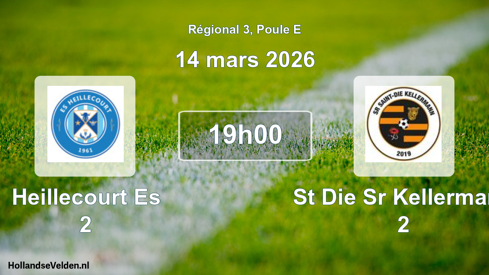 Geplande wedstrijd: Heillecourt Es 2 - St Die Sr Kellermann 2 (14 maart 2026)
