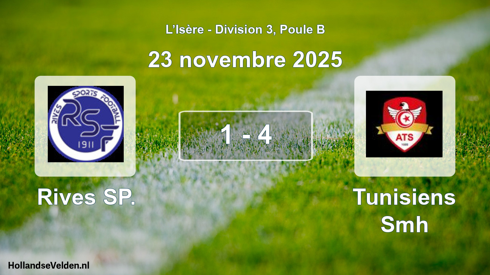 Gespeelde wedstrijd: Rives SP. - Tunisiens Smh 1 - 4 (23 november 2025)
