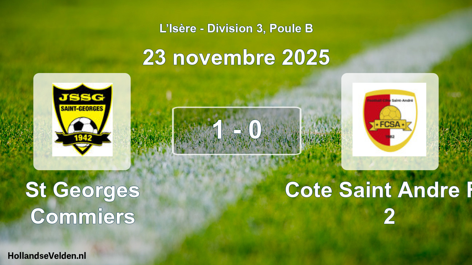 Gespeelde wedstrijd: St Georges Commiers - Cote Saint Andre FC 2 1 - 0 (23 november 2025)