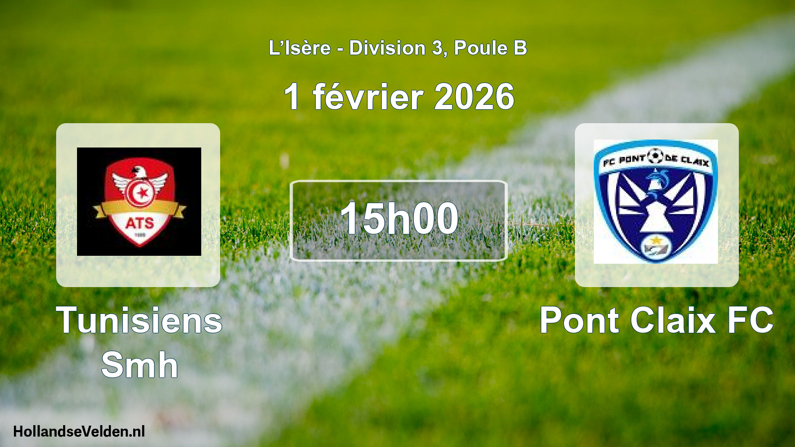 Match programmé: Tunisiens Smh - Pont Claix FC (1 février 2026)