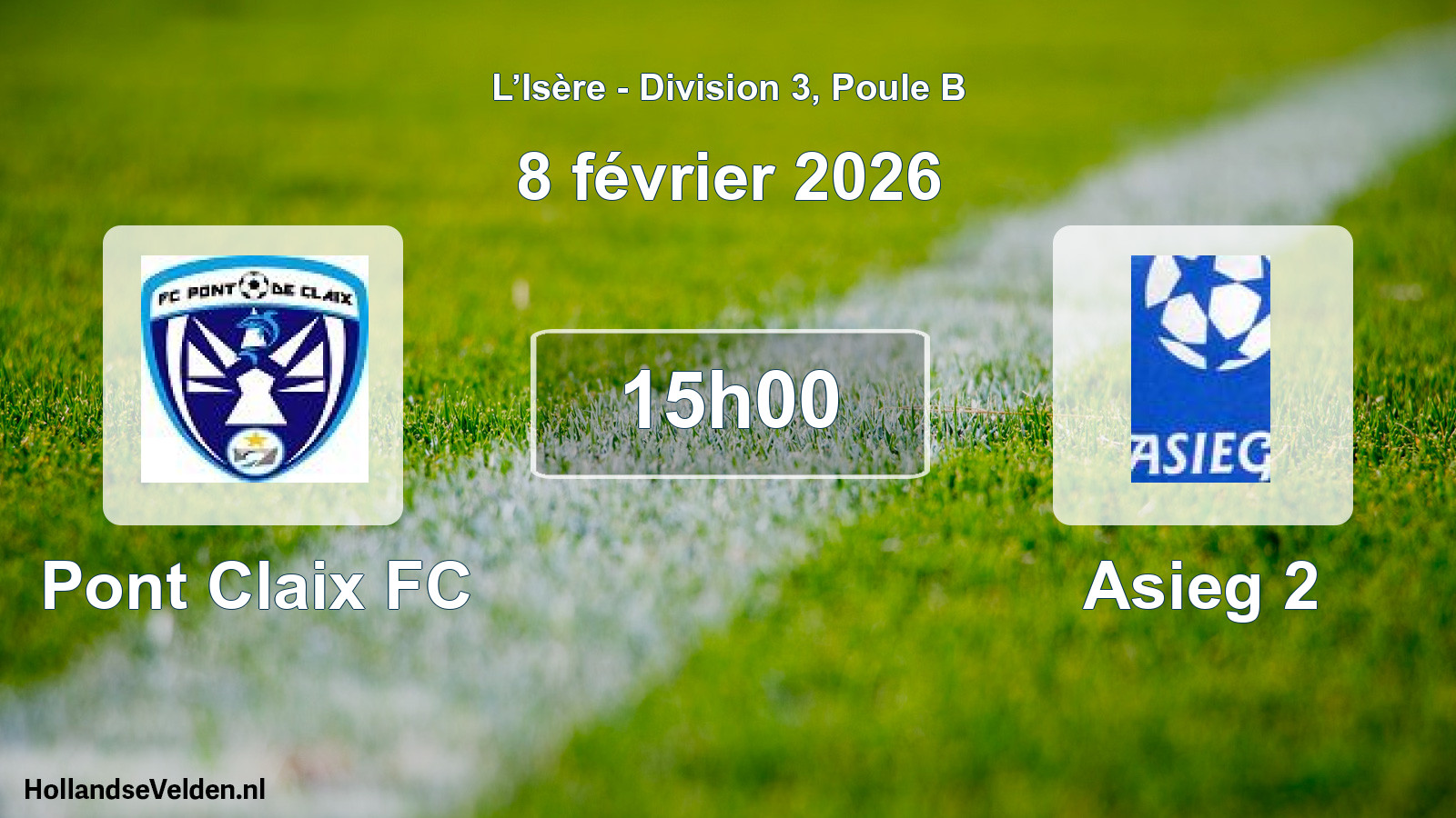 Match programmé: Pont Claix FC - Asieg 2 (8 février 2026)