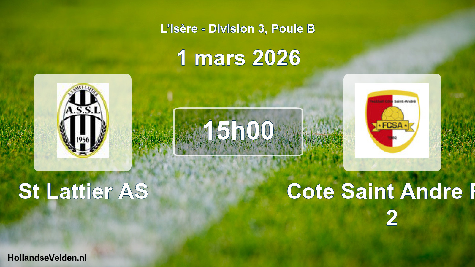 Geplande wedstrijd: St Lattier AS - Cote Saint Andre FC 2 (1 maart 2026)