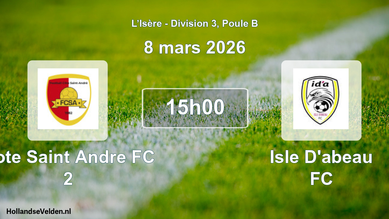 Geplande wedstrijd: Cote Saint Andre FC 2 - Isle D'abeau FC (8 maart 2026)