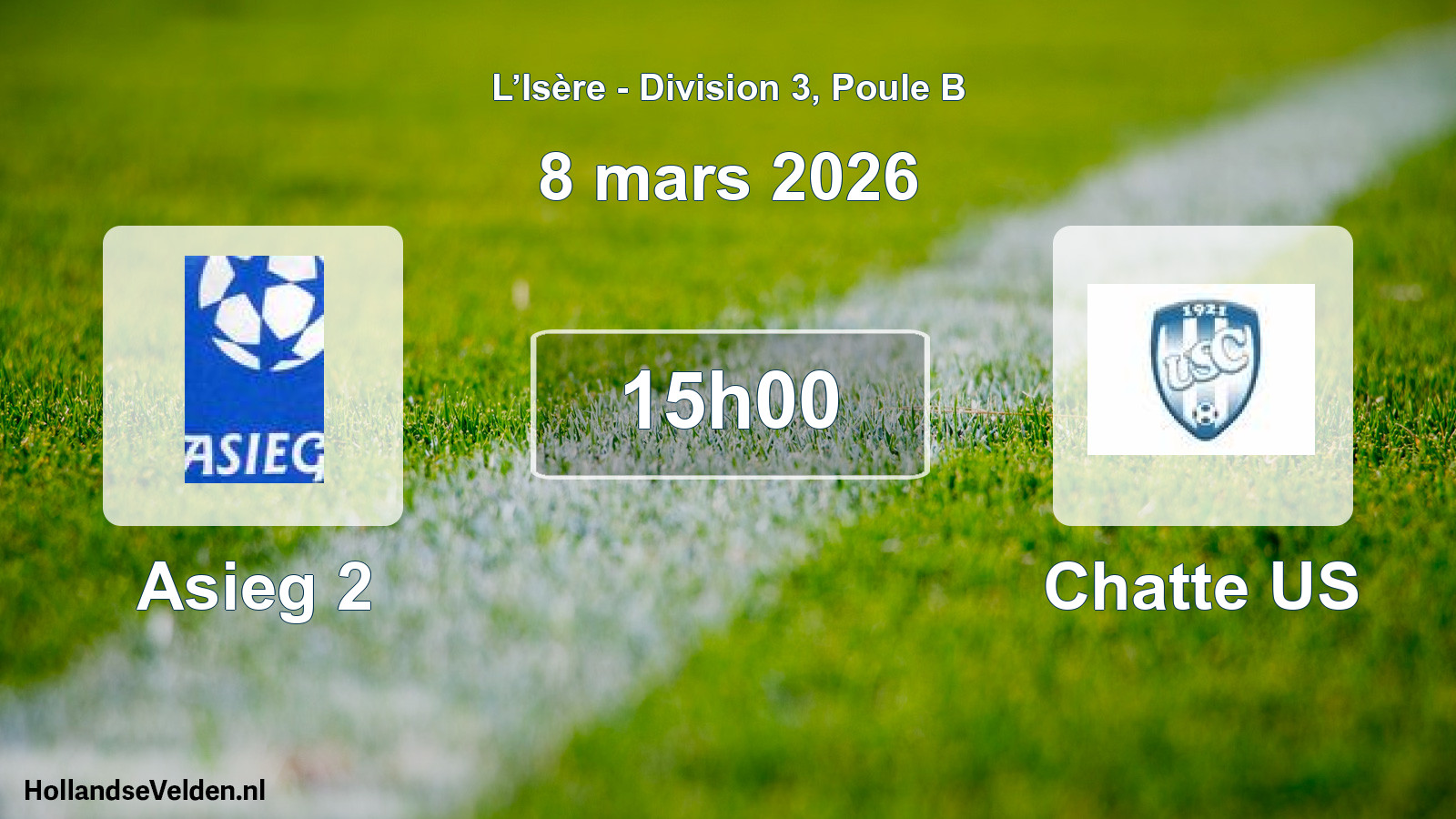 Match programmé: Asieg 2 - Chatte US (8 mars 2026)