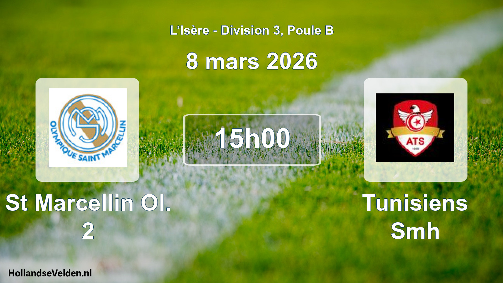 Match programmé: St Marcellin Ol. 2 - Tunisiens Smh (8 mars 2026)