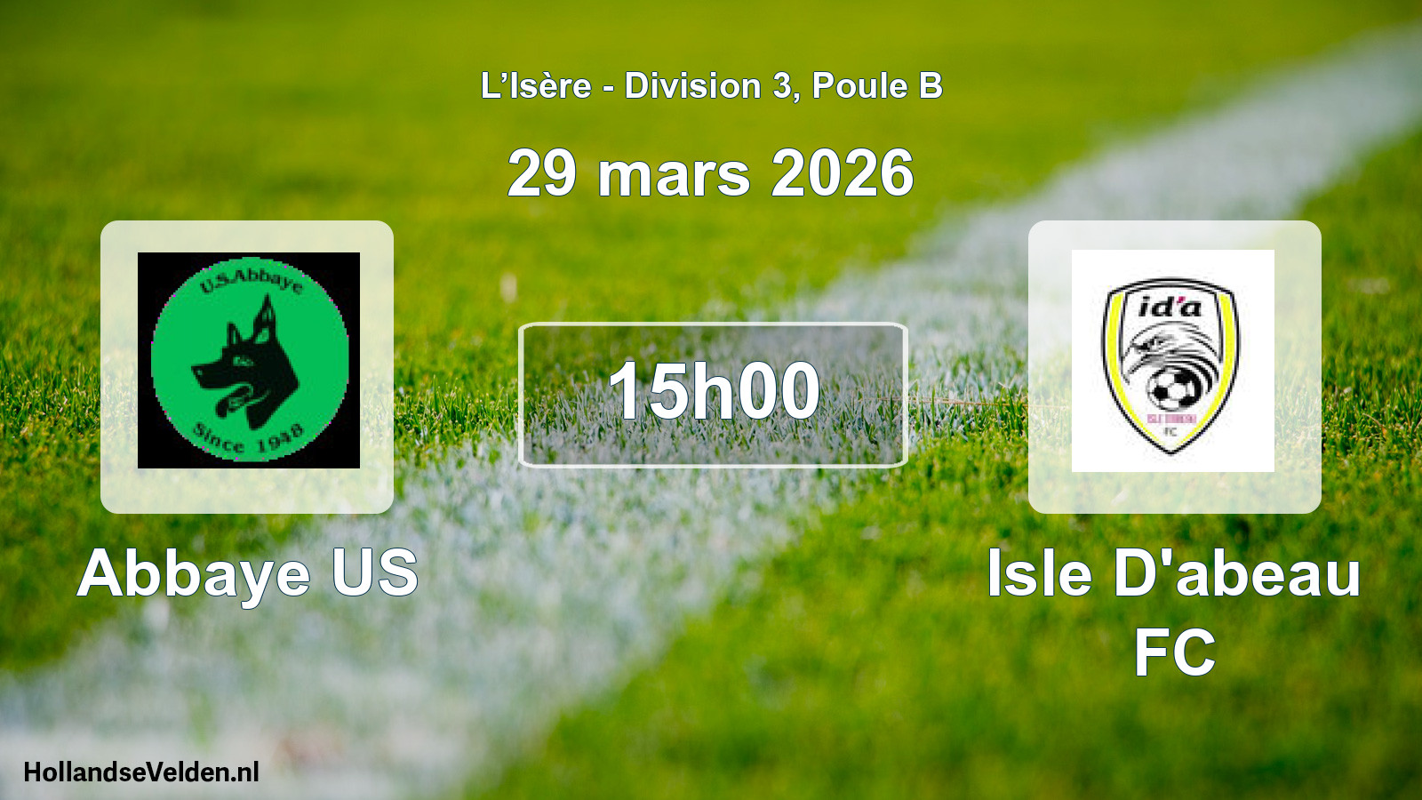 Geplande wedstrijd: Abbaye US - Isle D'abeau FC (29 maart 2026)