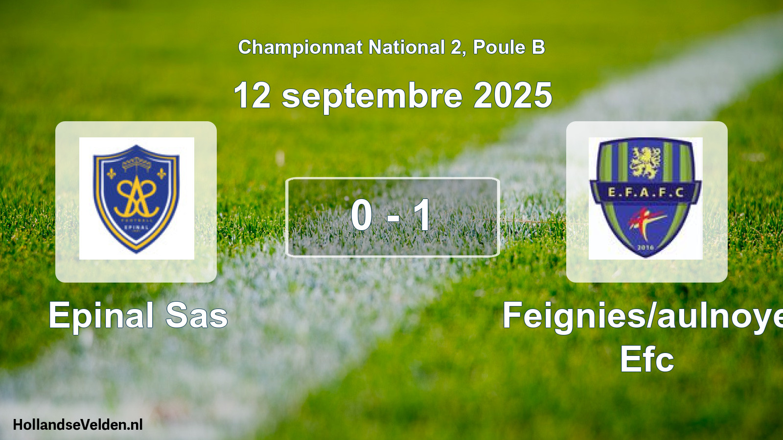 Gespeelde wedstrijd: Epinal Sas - Feignies/aulnoye Efc 0 - 1 (12 septembre 2025)
