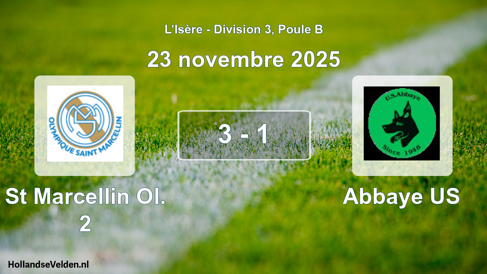 Gespeelde wedstrijd: St Marcellin Ol. 2 - Abbaye US 3 - 1 (23 november 2025)