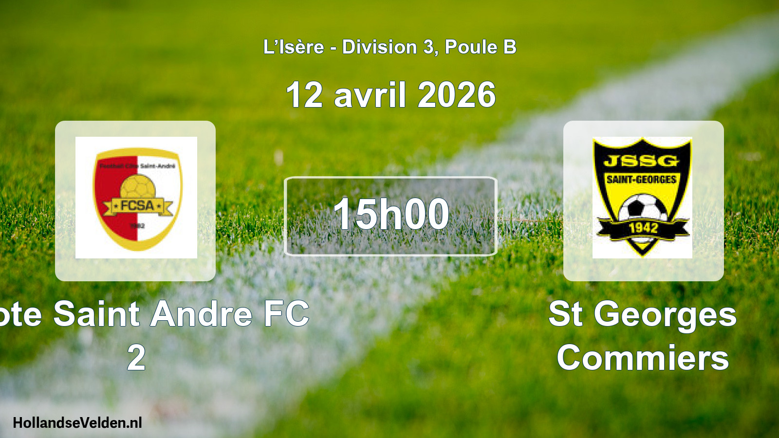Geplande wedstrijd: Cote Saint Andre FC 2 - St Georges Commiers (12 april 2026)