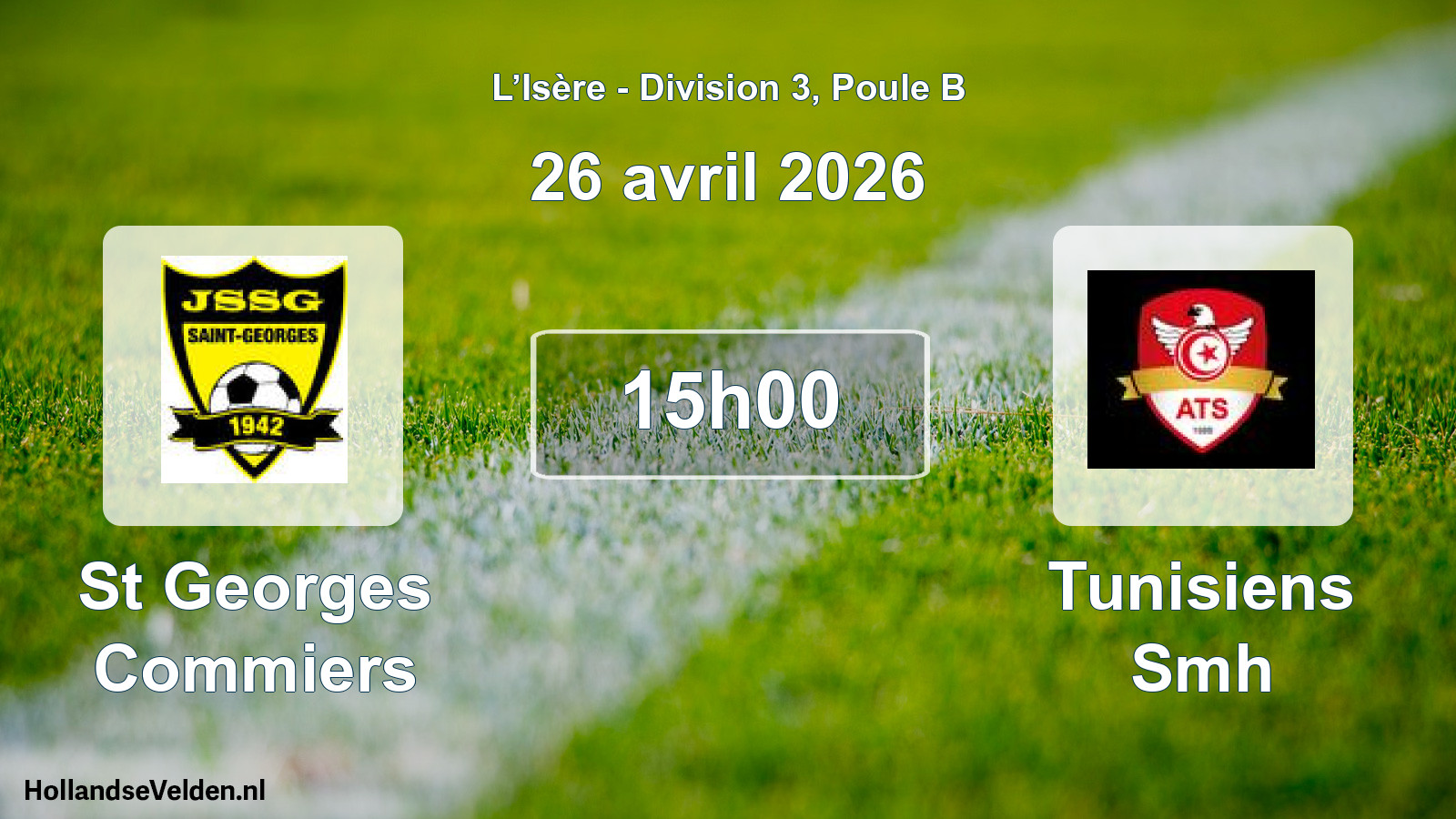 Match programmé: St Georges Commiers - Tunisiens Smh (26 avril 2026)